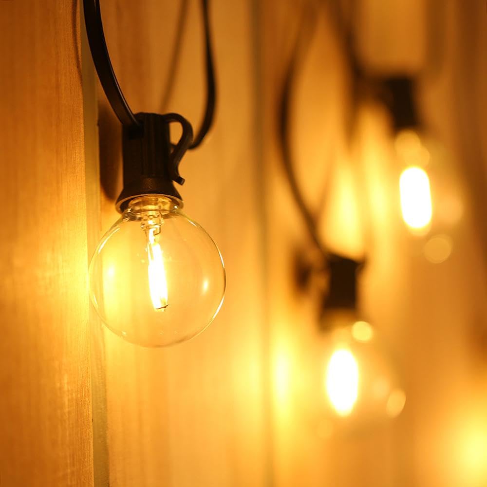 25ft LED Globe String Lights with G40 E12 Clear Bulbs - Outdoor Waterproof Fairy Lights for Backyard, Patio, Wedding & Christmas Decorations - 110V US Plug (Warm White) - Perfect for Garden Parties, Holiday Lighting and Romantic Ambiance