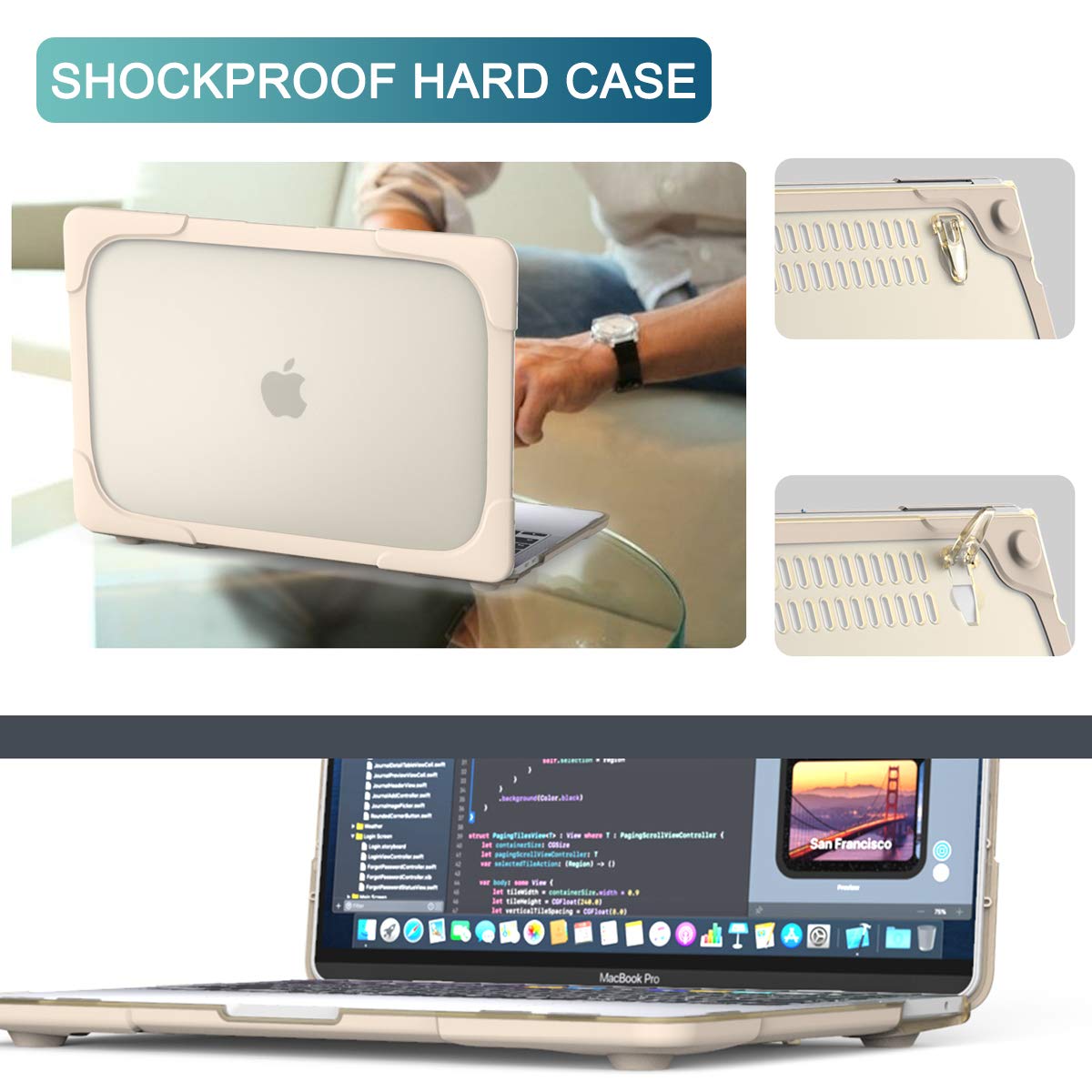 Shockproof Hard Shell Protective Case for MacBook Pro 16 Inch A2141 (2019-2020 Model) with Foldable Kickstand & Keyboard Cover | Durable Heavy Duty Cover for Old MacBook Pro 16