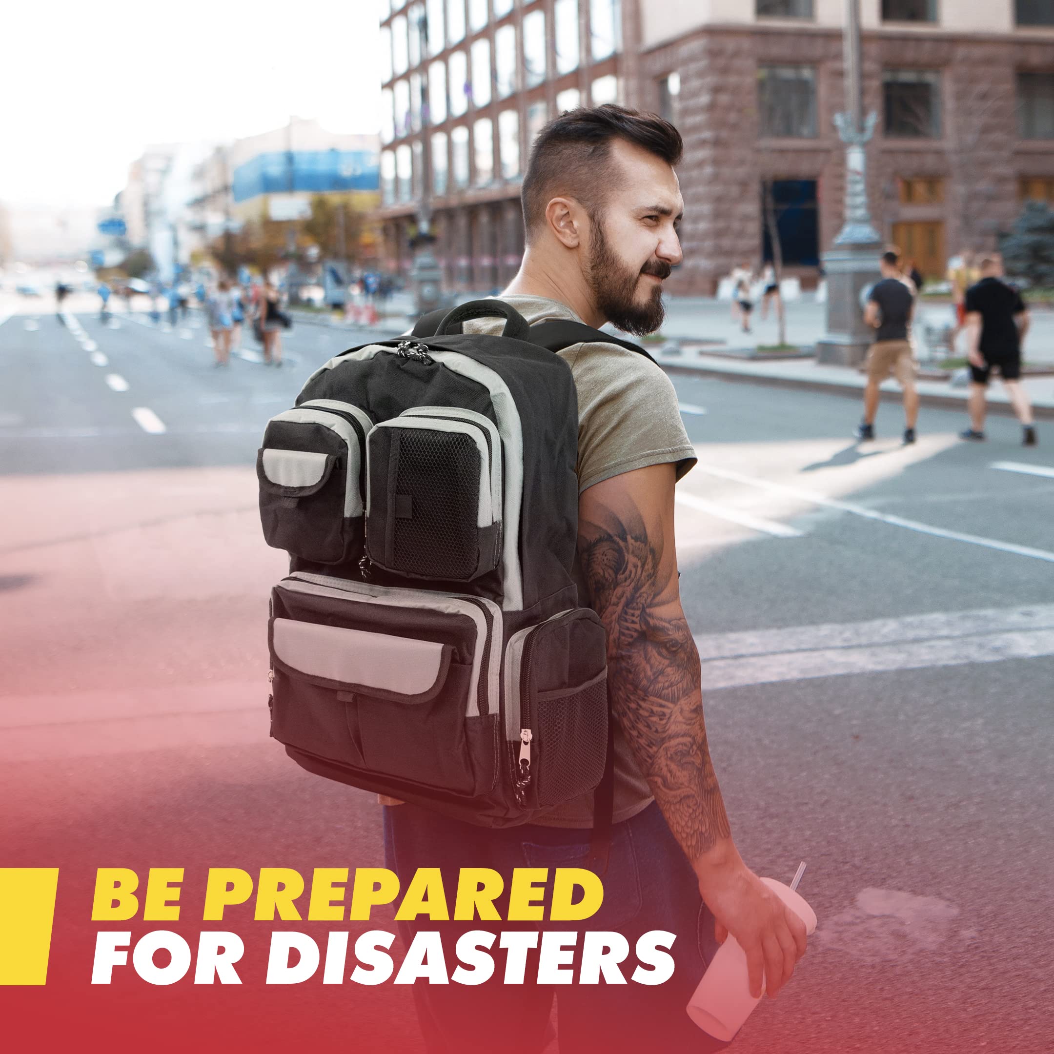 Urban Survival Bug-Out Bag & Emergency Preparedness Kit for 6 People | Disaster Supplies for Wildfires, Hurricanes, Civil Unrest | Perfect for Home Safety, Outdoor Adventures & Emergency Evacuation