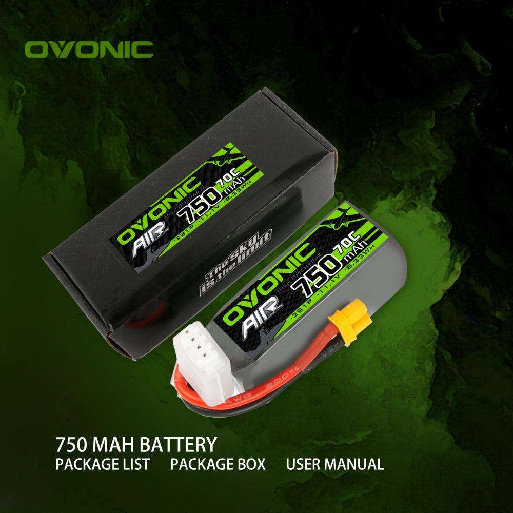 Ovonic 70C 3S 750mAh 11.1V LiPo Battery with XT30 Plug - High Performance RC Helicopter Battery for LOGO200 - Perfect for FPV Drones, RC Cars, and Aerial Photography