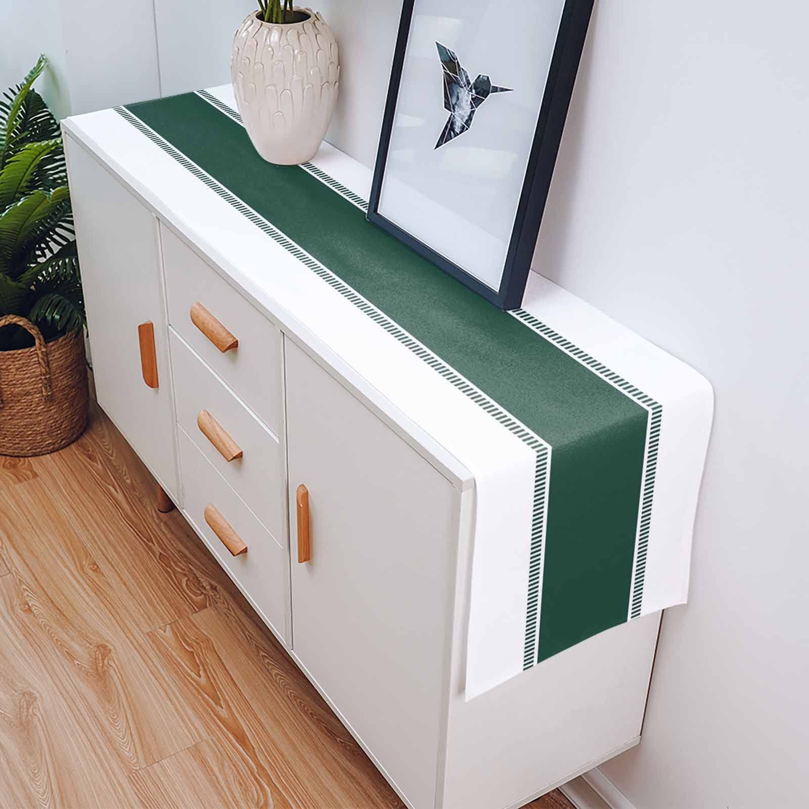 90 Inch Long Green Farmhouse Stripes Table Runner - Modern Decorative Table Cover for Kitchen, Dining, Coffee Table - Perfect for Holiday Parties, Weddings & Home Decor