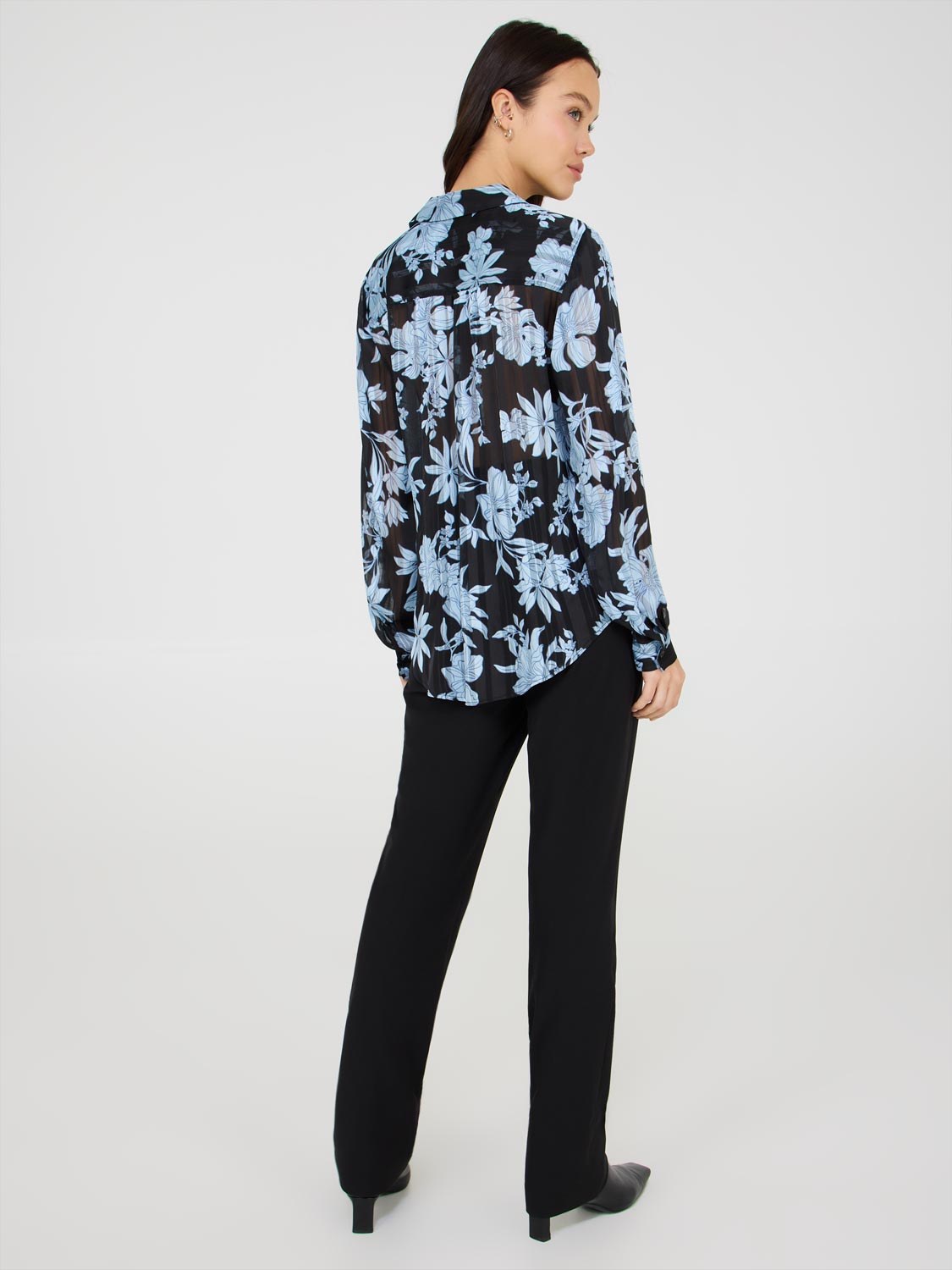 Floral Print Button Front Chiffon Blouse for Women - Elegant Spring Summer Tops - Office Work & Casual Outfit