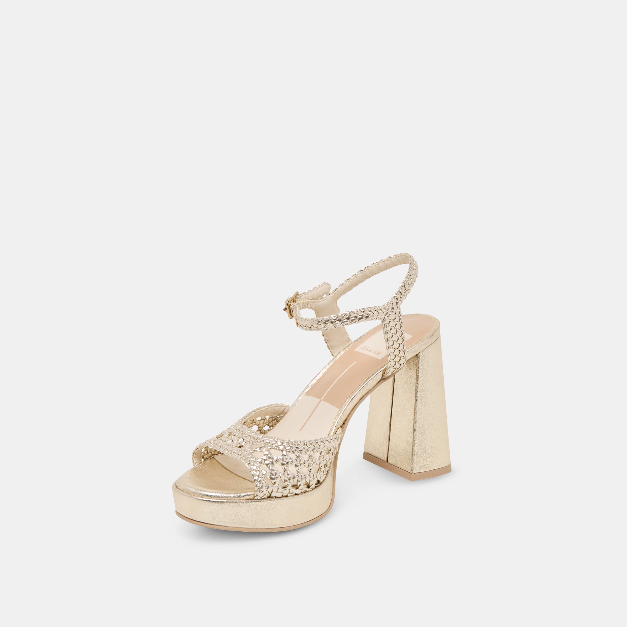 Peyten Heels Light Gold Woven Stella - Women's Fashion High Heel Sandals for Parties, Weddings & Evening Events | Comfortable & Stylish Footwear