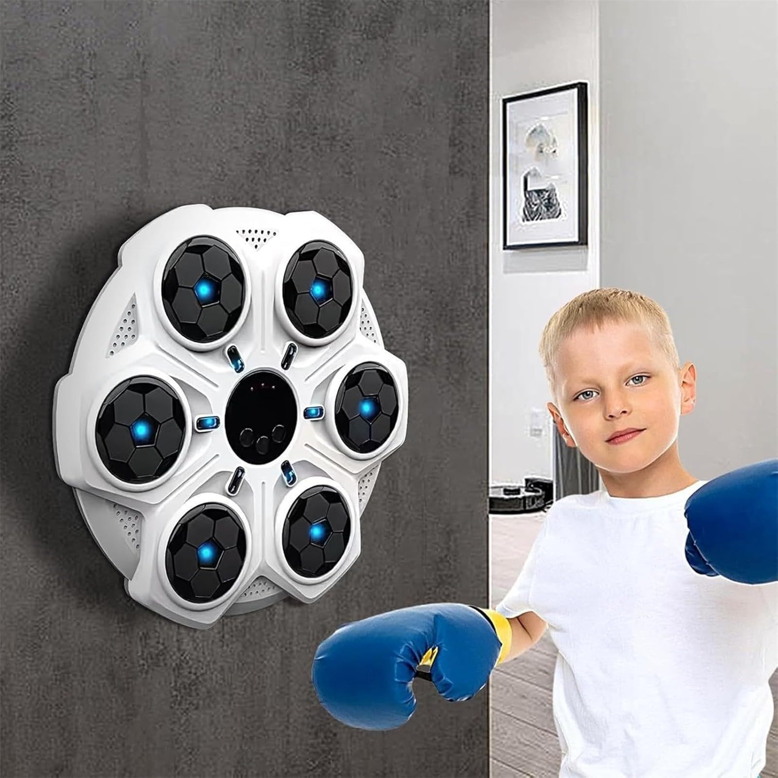 Smart Wall Mounted Boxing Trainer for Kids & Adults - Music Boxing Machine with Target for Home, Gym, Office Workouts | Perfect Fitness Gift for Men & Women | Improve Coordination & Stress Relief