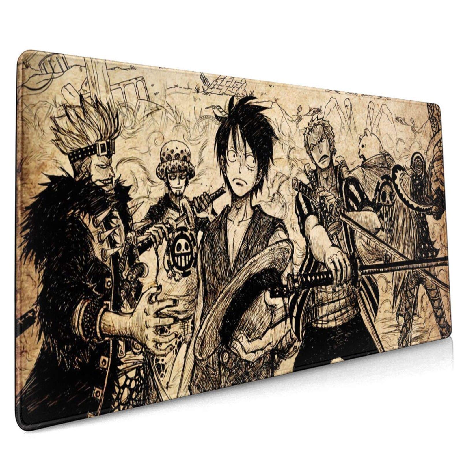 One Piece Anime Gaming Mouse Pad - Extra Large 15.7 x 35.4 Inches, Non-Slip Rubber Base, Black - Perfect for PC Gaming, Office Work & Anime Fans