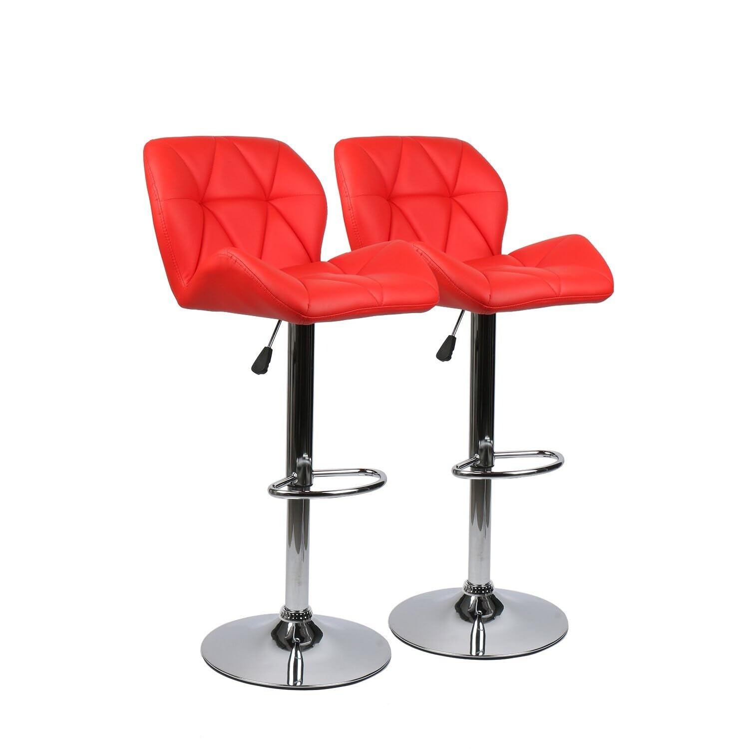 Modern Adjustable Swivel Bar Stools Set of 2 - Faux Leather Upholstered Counter Height Stools in Chocolate Brown - Perfect for Kitchen Islands, Home Bars & Breakfast Nooks