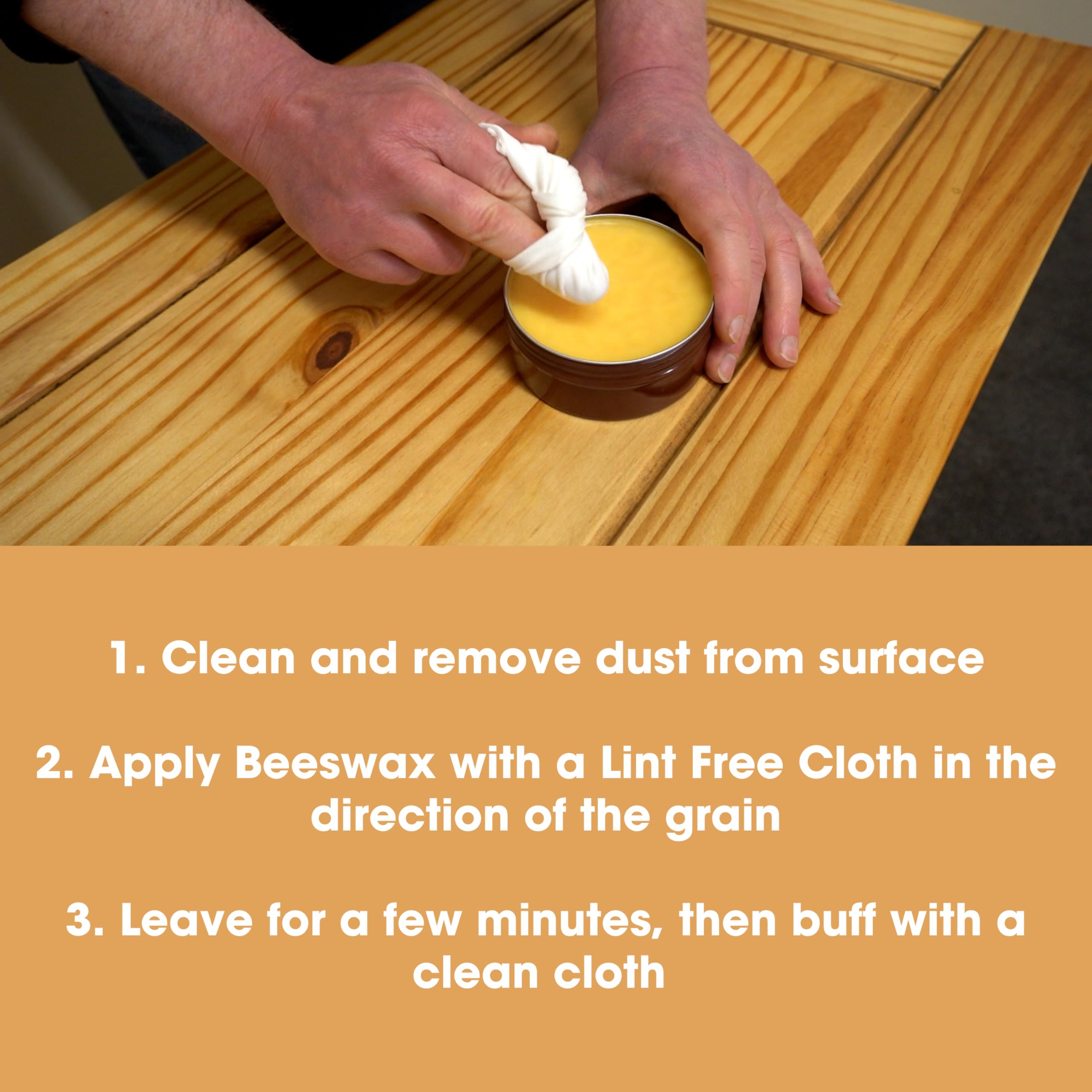 Premium Beeswax Polish for Wood Furniture - Natural Wood Finish Wax | Protects & Restores All Wood Surfaces (6.8 Fl Oz) | Ideal for Tables, Chairs, Cabinets & Antique Wood Care