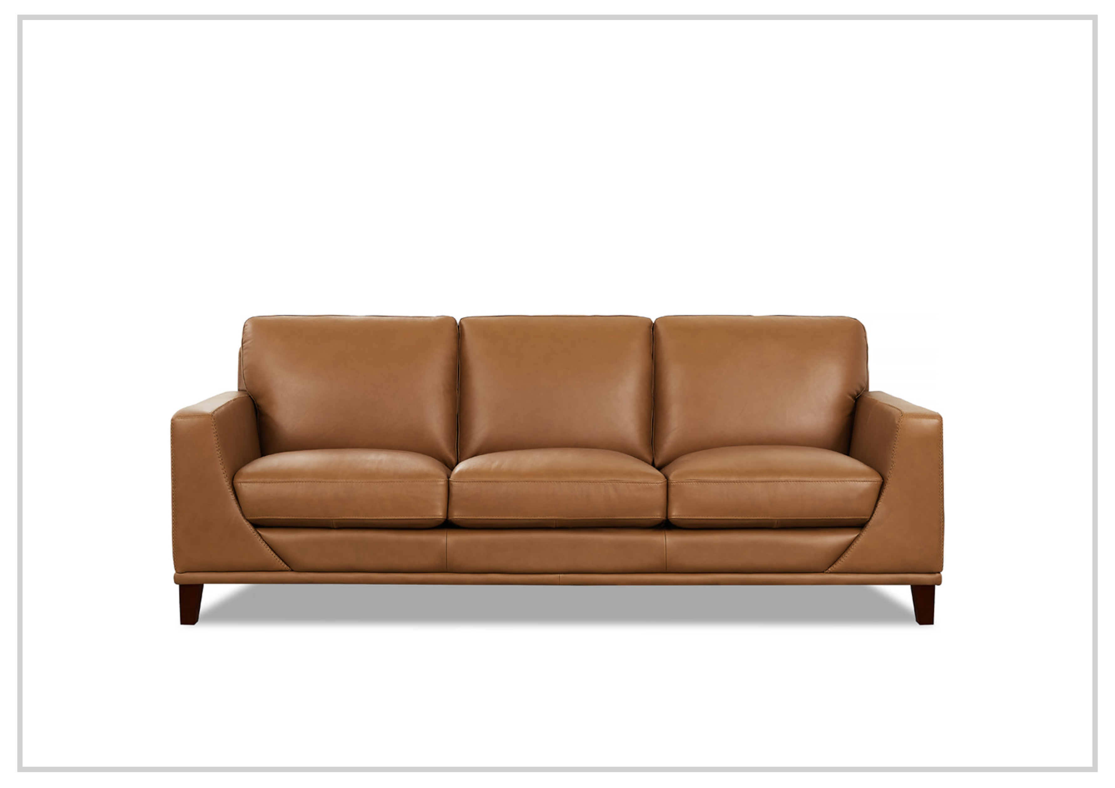 Hydeline Soma 3-Seater Sofa - Genuine Top Grain Brown Leather Couch for Living Room, Lounge & Office - Comfortable Modern Furniture for Home Decor