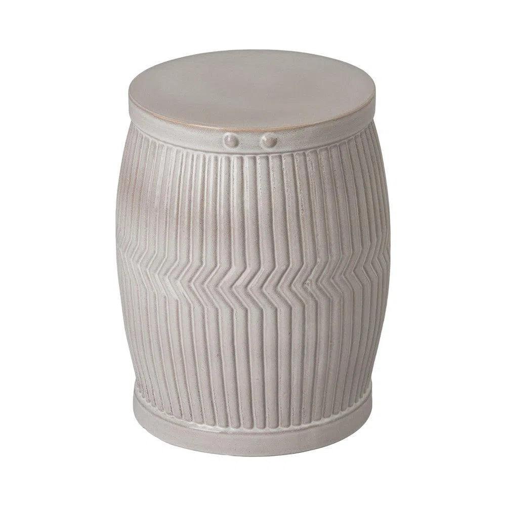 18 Inch Gray Ceramic Garden Stool - Outdoor Patio Decor, Plant Stand, Side Table for Porch, Deck & Backyard