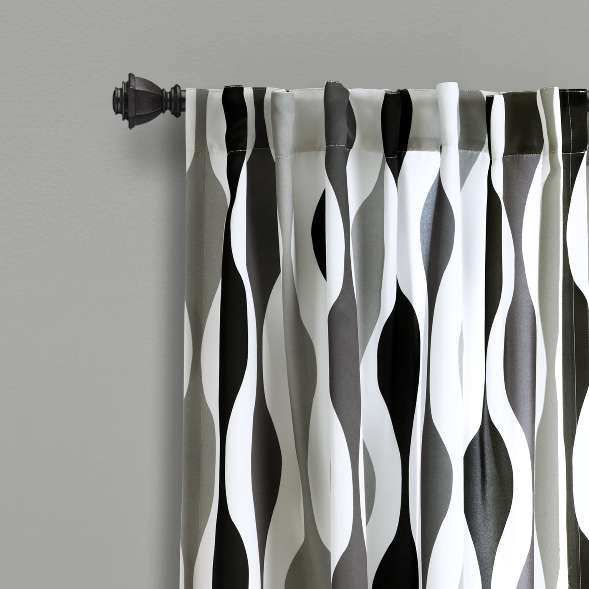 Mid Century Modern Geometric Light Filtering Window Curtains - Set of 2 Panels for Living Room & Bedroom | Sun Protection & Privacy Sheer Drapes