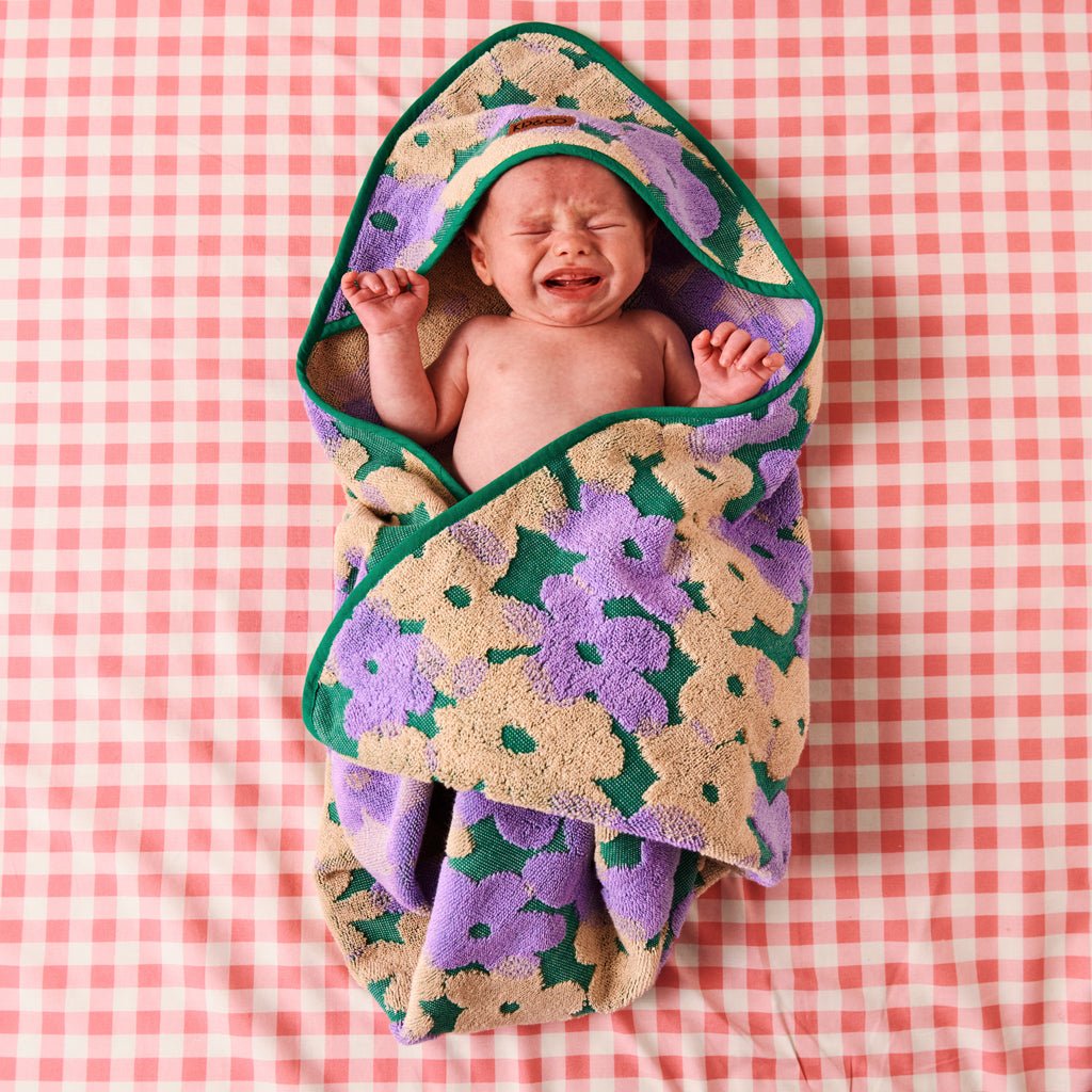 Soft Bush Daisy Terry Baby Towel - 100% Cotton, Hypoallergenic & Absorbent for Newborns & Toddlers - Perfect for Bath Time, Swimming & Nursery Care