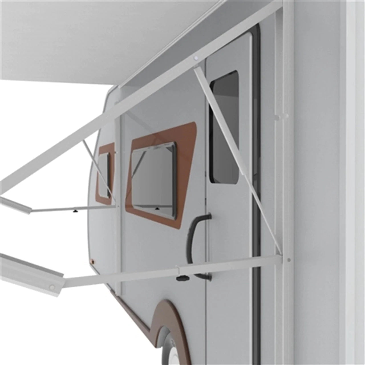 Aleko 8x8 Feet Motorized Retractable RV Awning - White/Black Fade - Perfect for Camping, Outdoor Relaxation & RV Shade Protection