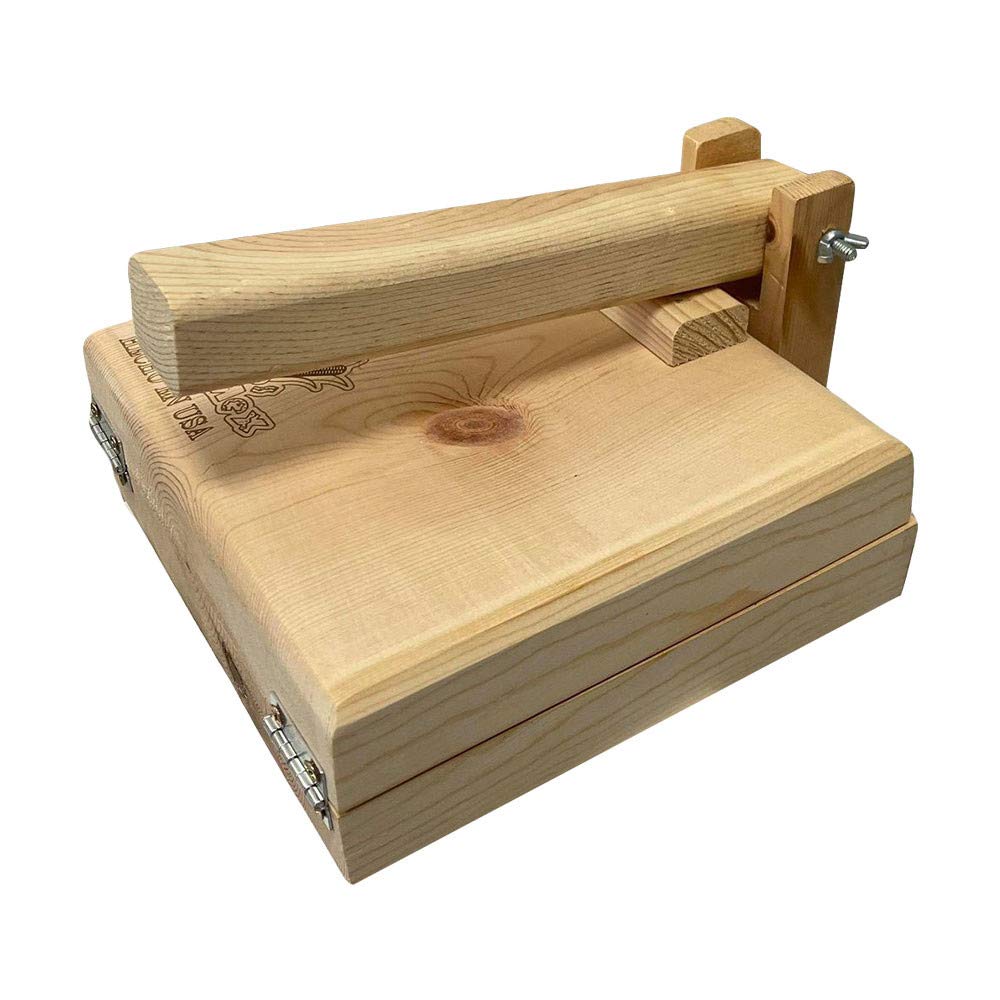 10 Inch Square Manual Wooden Tortilla Press for Empanadas, Tacos & Corn Flour Dough - Perfect for Homemade Mexican Cuisine & Kitchen Cooking