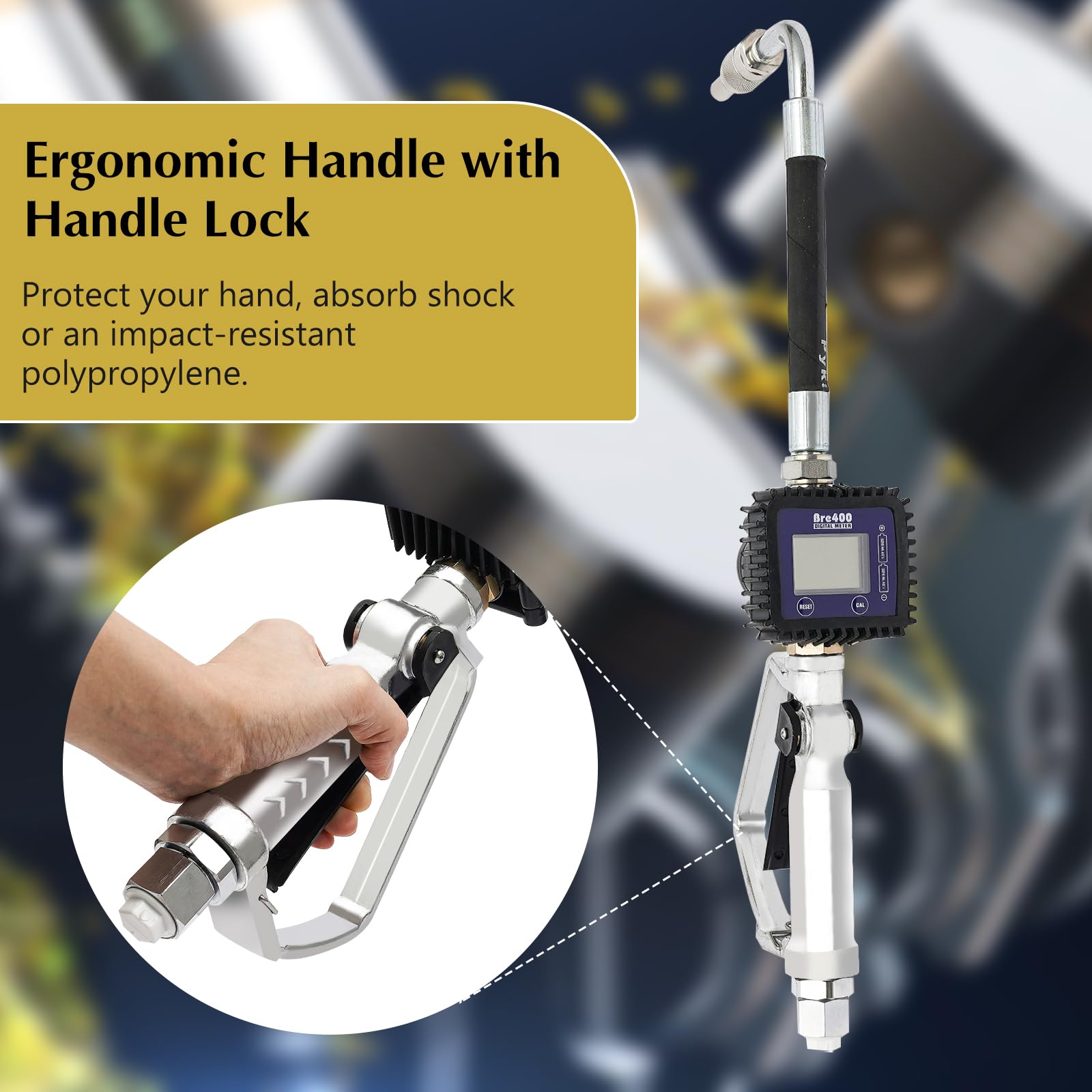 Heavy Duty Air Operated Oil Transfer Pump - Digital Gasoline & Motor Oil Dispenser with Control Valve & Meter Nozzle (US Stock) - Perfect for Auto Shops, Industrial Use & Fluid Management