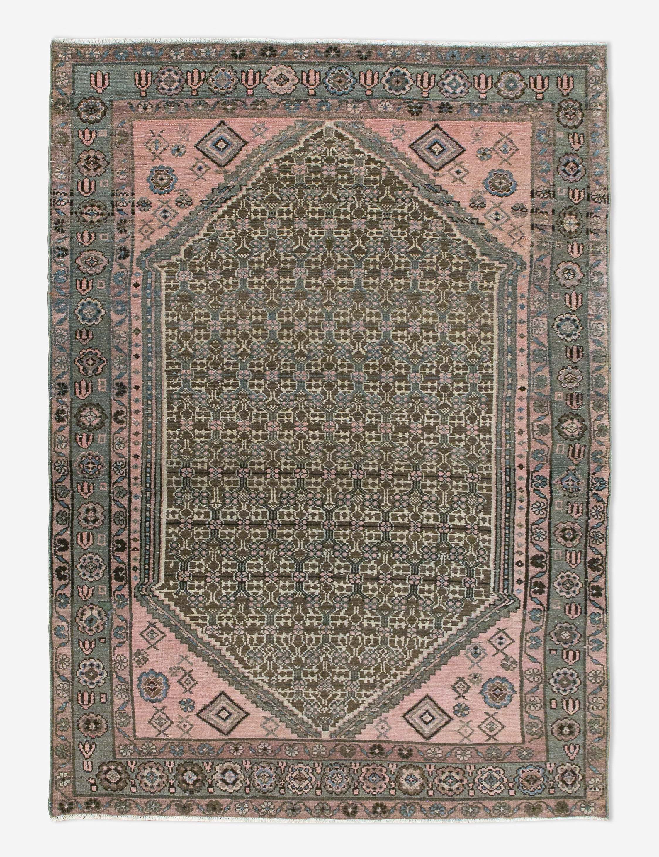 Handmade Vintage Turkish Wool Rug 4'1