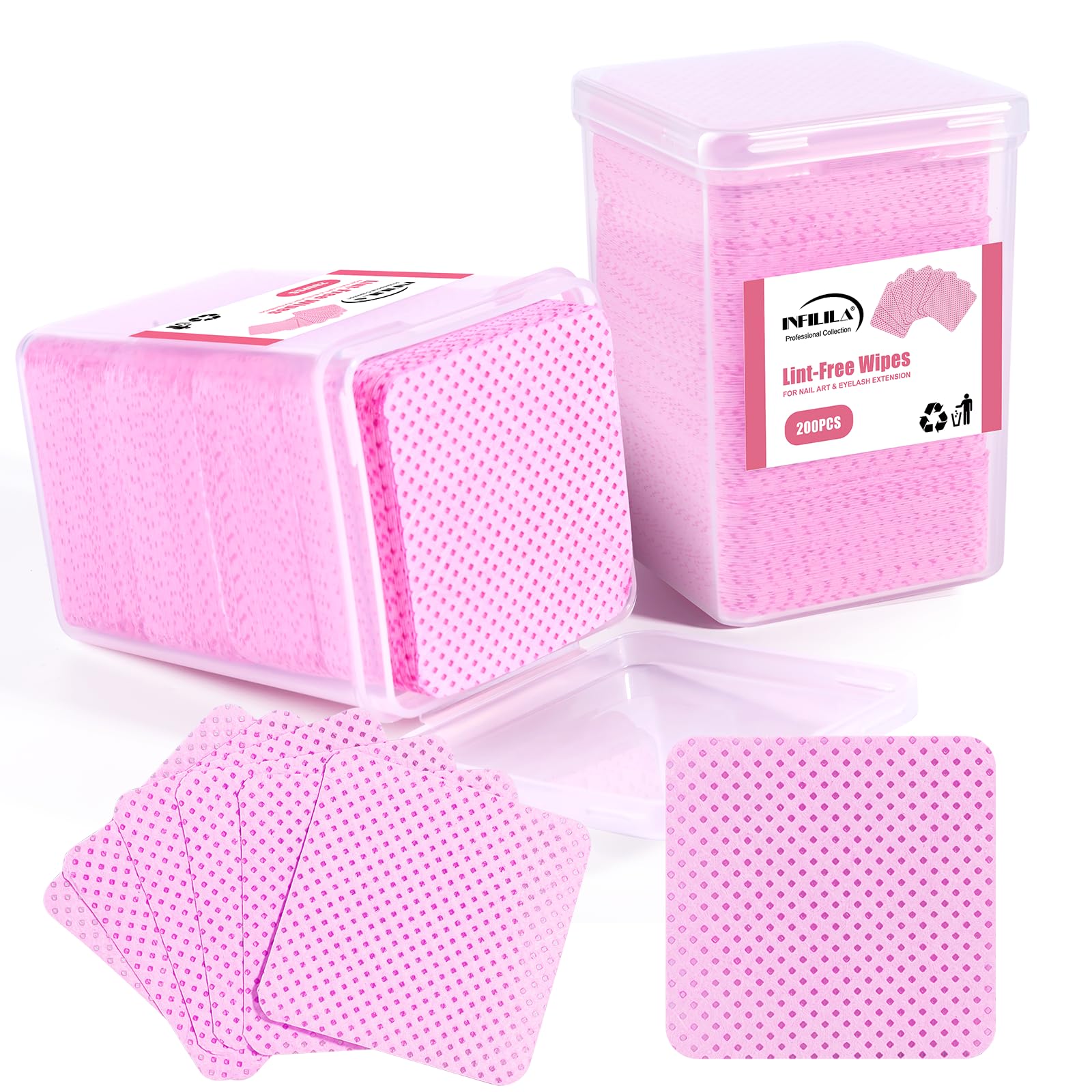 NXJ INFILILA 400PCS Lint-Free Non-Woven Nail Wipes - Dry Cleaning Pads for Nail Polish Remover, Eyelash Extension Glue & Salon Supplies - Perfect for Nail Art, Manicures & Professional Salon Use