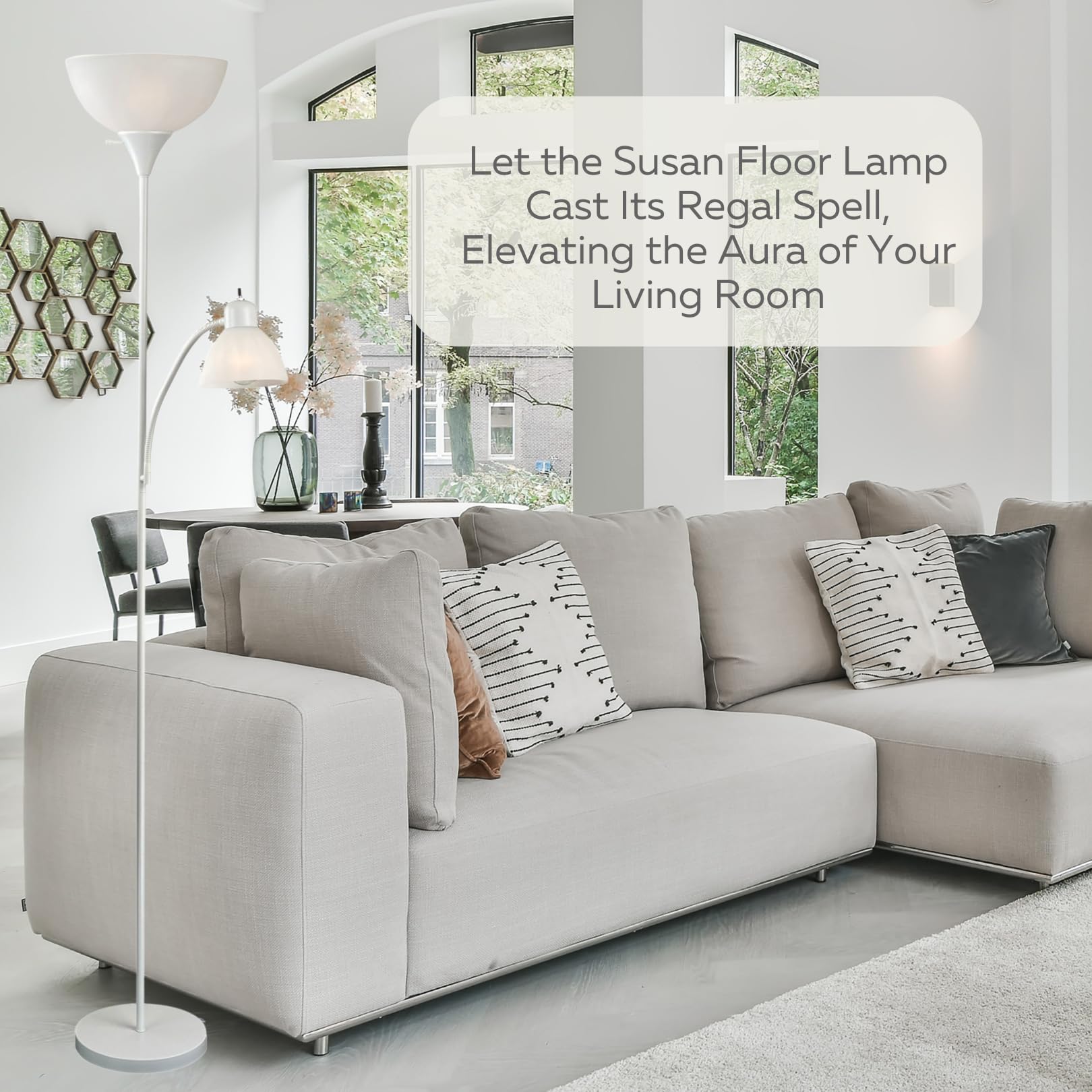 Adjustable Floor Lamp with White Plastic Shade - 72