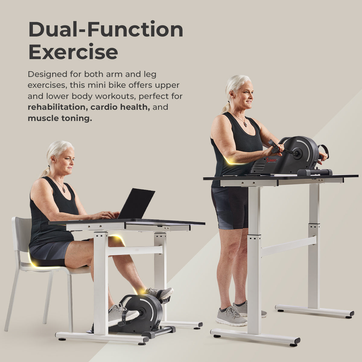 Compact Smart Motorized Mini Exercise Bike for Home & Office - Portable Under Desk Pedal Exerciser for Fitness & Active Sitting