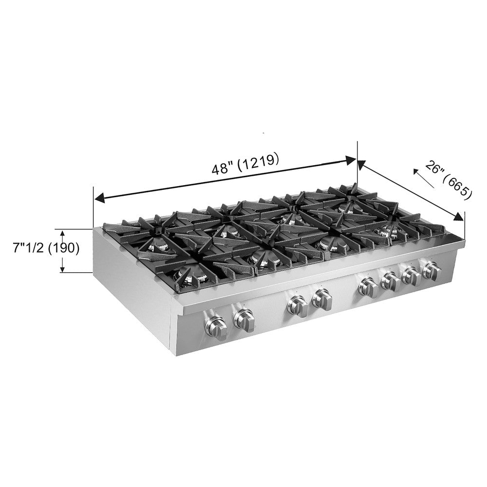 Forno Lseo 48 Inch 8 Burner Professional Gas Rangetop with Griddle - Stainless Steel Commercial Range (FCTGS5737 48) for Restaurant, Catering & Home Kitchen Use