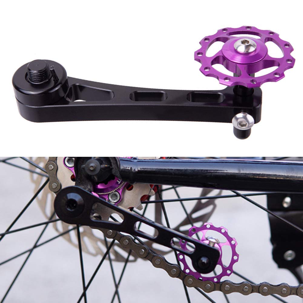 JIANWEI Aluminum Alloy Bike Chain Tensioner & Guide - Single Speed Chain Protector for MTB & Road Bikes - Adjustable Converter (Black) | Perfect for Mountain Biking, Road Racing & Urban Commuting