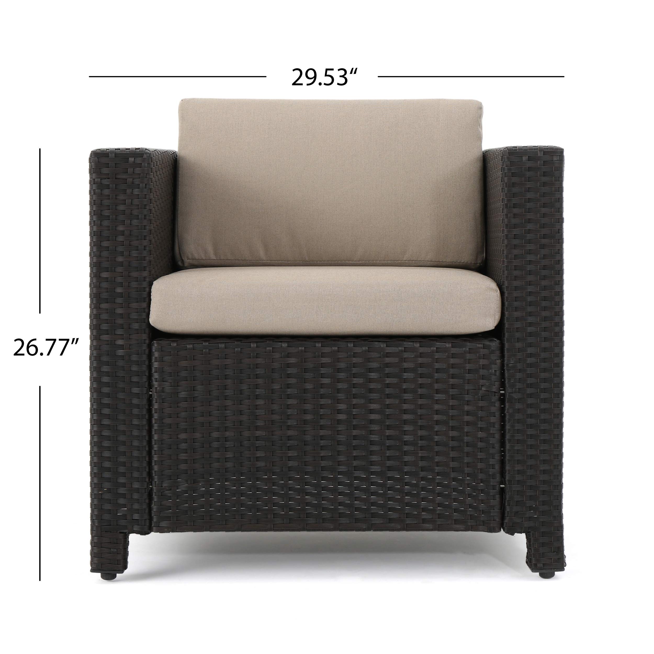Premium 6-Piece Outdoor Patio Furniture Set with Cushions - Dark Brown & Beige Loveseat Chat Set for Garden, Backyard, Poolside or Deck (Weather-Resistant)