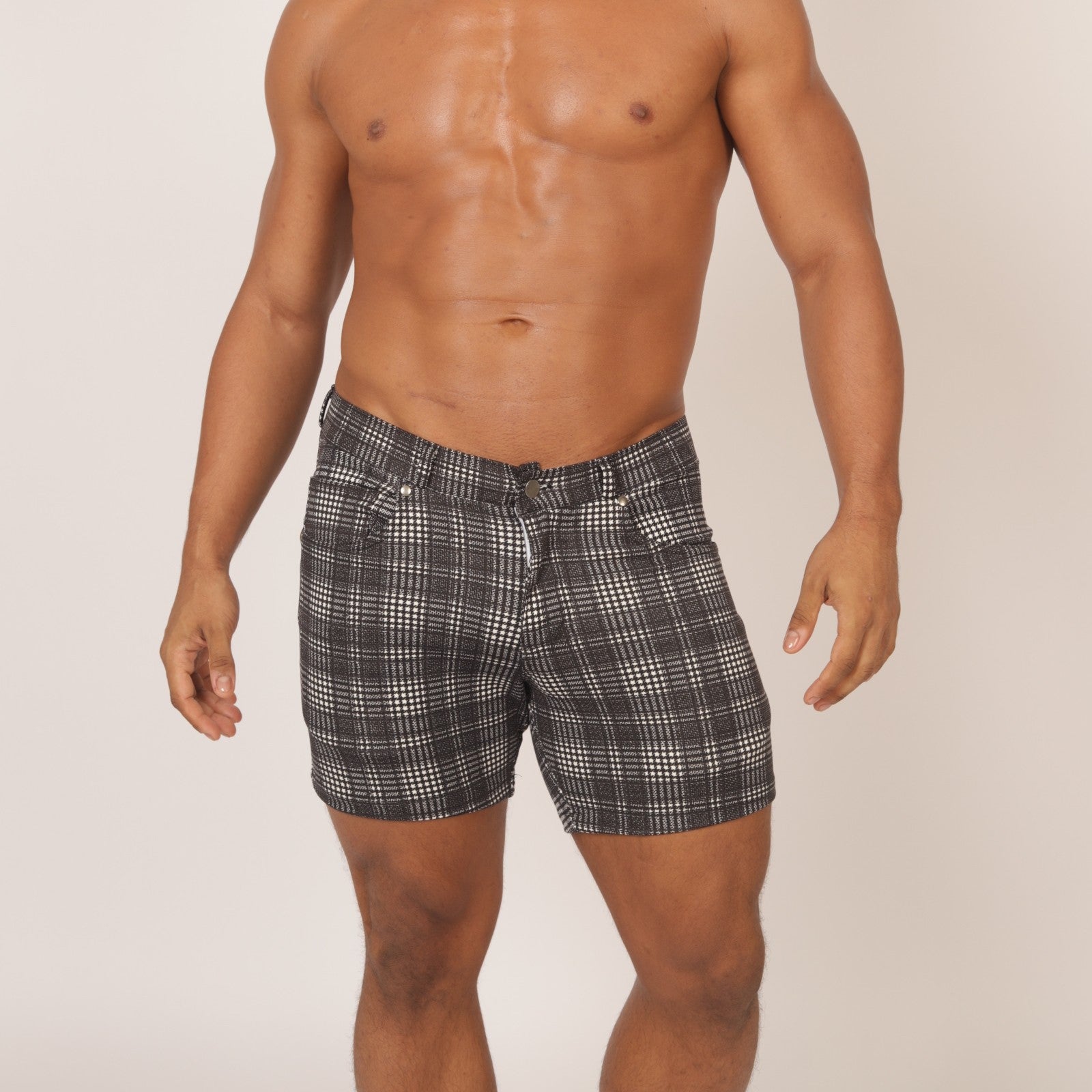 Gigo Social 5 Stretch Shorts for Men - Comfortable Grey/Black Athletic Shorts - Perfect for Gym, Running & Casual Wear