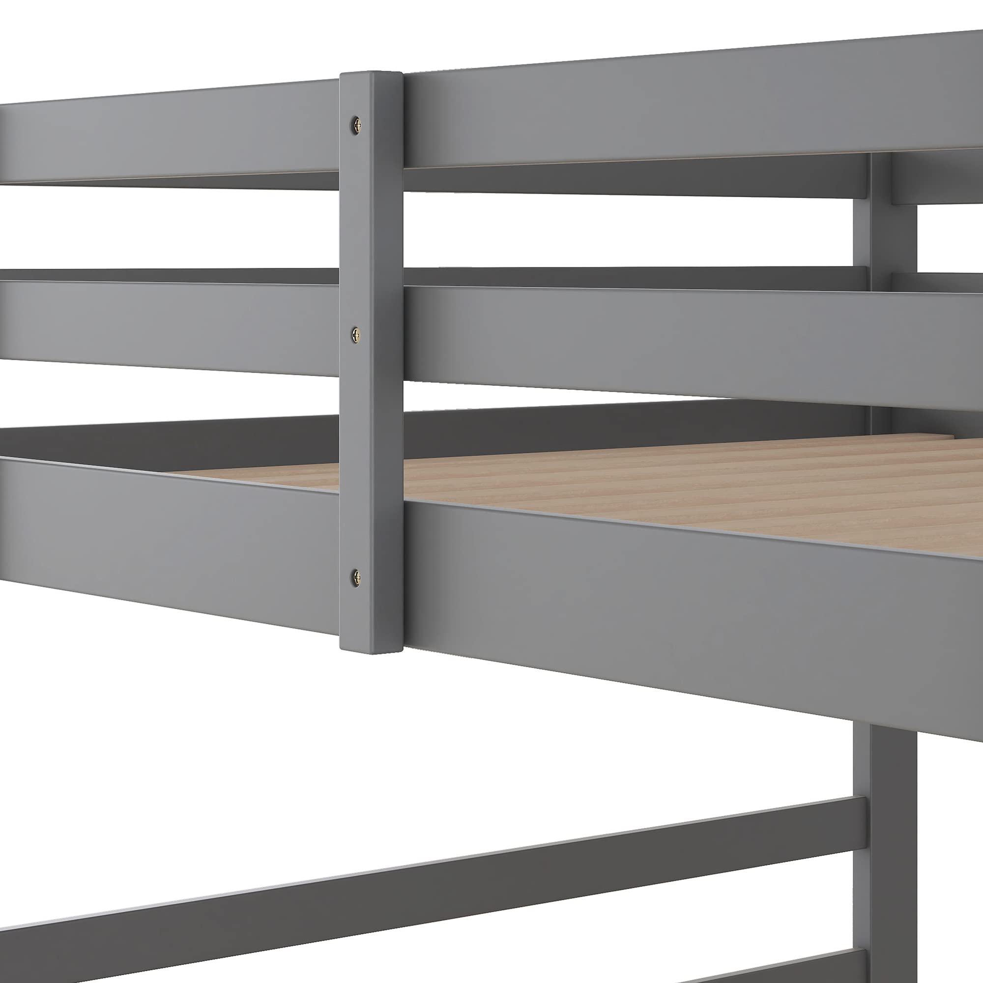 **CITYLIGHT Low Bunk Beds Full Over Full, Sturdy Wooden Bunk Bed for Kids & Teens, Twin Bunk Bed with 2 Ladders for Boys & Girls Bedroom, Dormitory, Space-Saving (Full Size, Grey) – Perfect for Small Rooms, Shared Kids' Bedrooms & College Dorms**