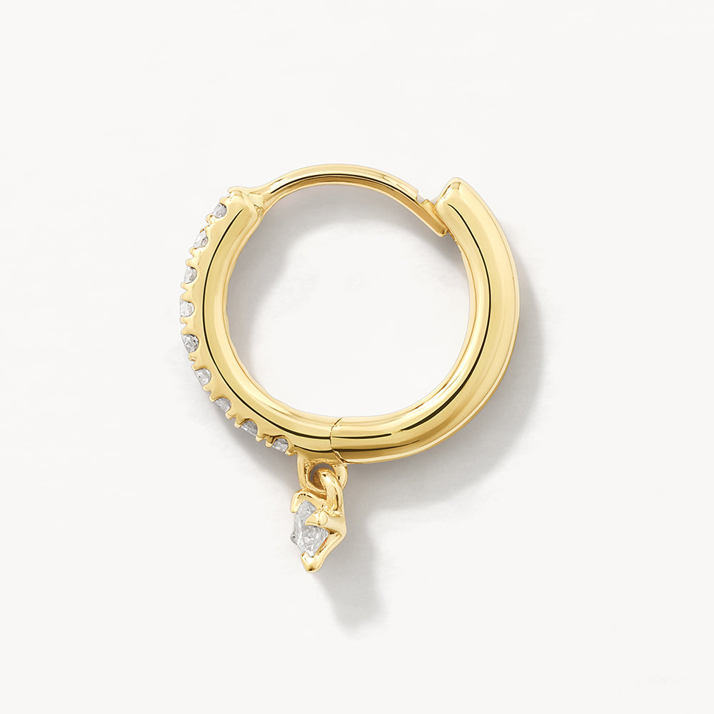 10k Gold Diamond Drop Single Huggie Earrings for Women - Minimalist Dainty Everyday Jewelry for Work, Date Night & Special Occasions