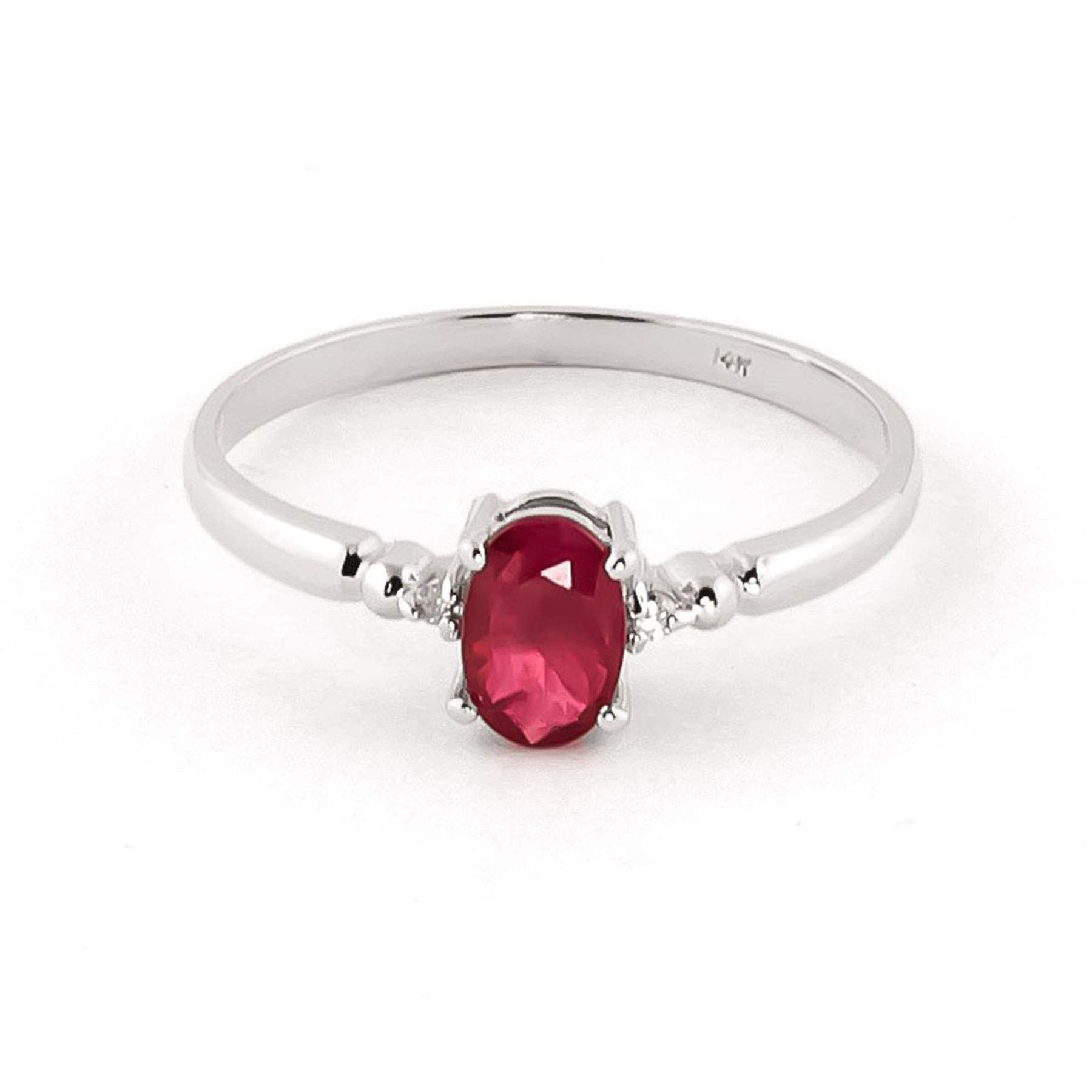 14K Solid White Gold Ring with 0.71 ct Diamond & Ruby - Galaxy Gold GG | Elegant Wedding Band, Anniversary Gift, Engagement Jewelry for Women