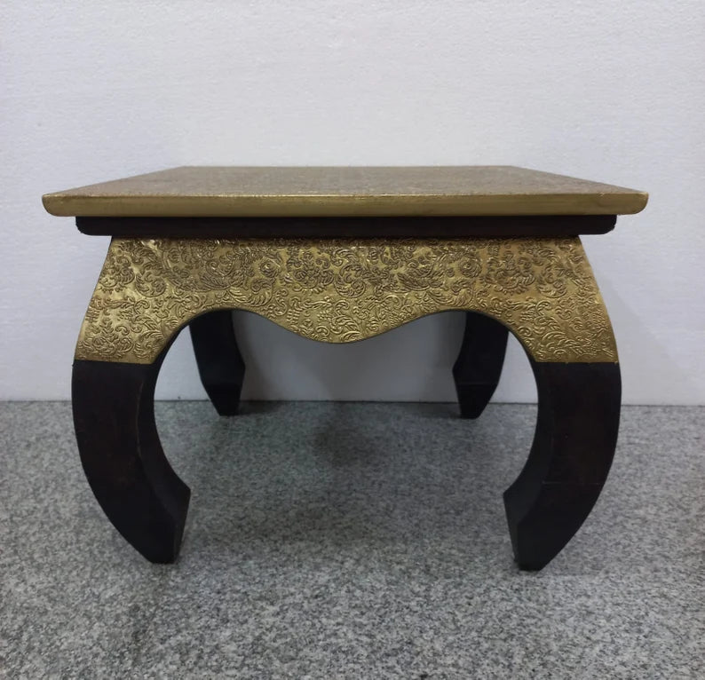 Handmade Embossed Metal Coffee Table - Indian Design Brass Center Table for Living Room | Elegant Home Decor for Modern & Traditional Interiors