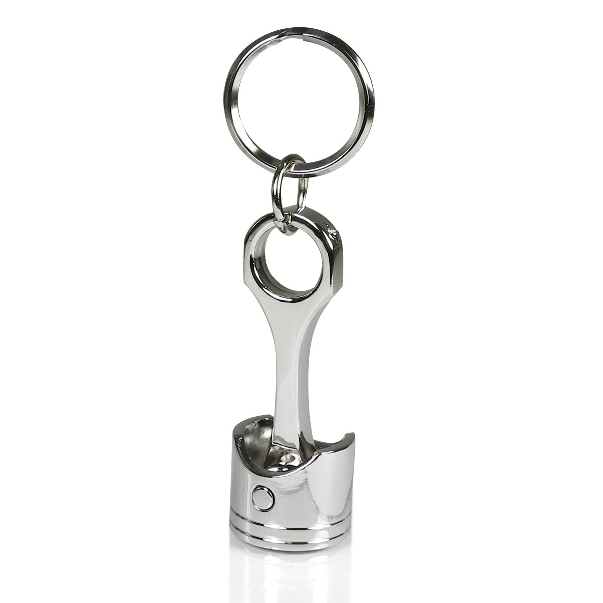 Jeep Engine Piston & Rod Metal Keychain - Chrome Finish Car Accessory for Jeep Wrangler, Cherokee & Gladiator - Perfect Gift for Jeep Enthusiasts & Off-Road Adventures