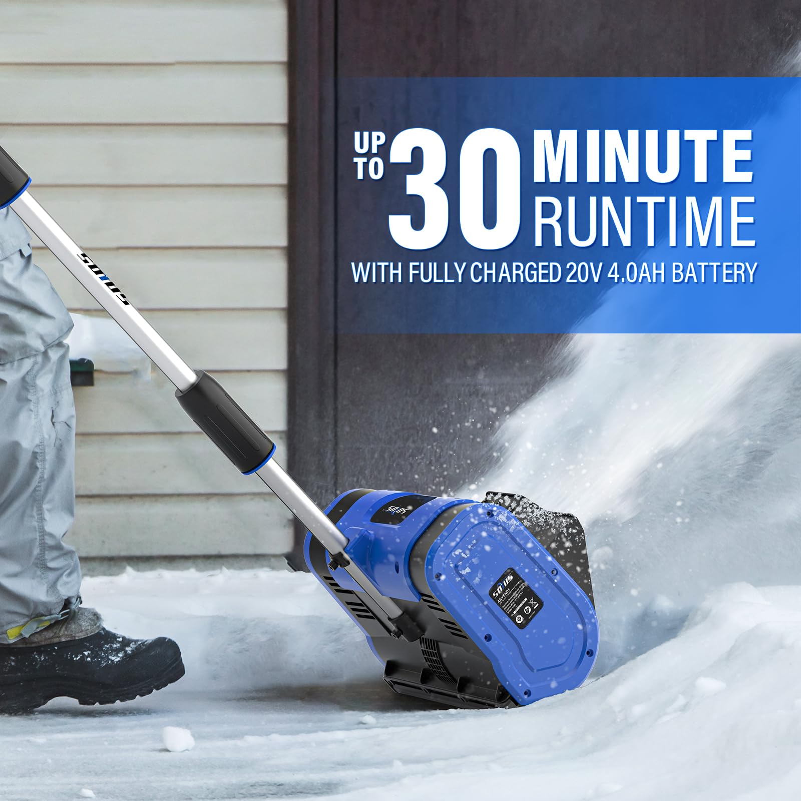 20V Cordless Electric Snow Shovel with Adjustable Handle - 11-Inch Wide Snow Blower, Includes 4.0Ah Battery & Fast Charger - Perfect for Driveways, Sidewalks & Small Areas (Dust Bag Included)