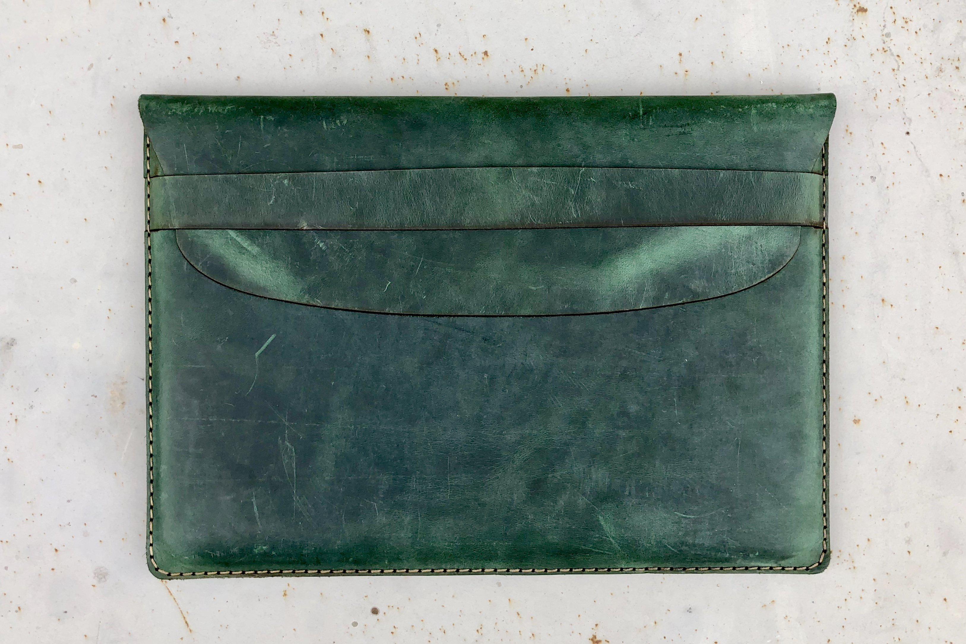 Premium Personalized Leather MacBook Sleeve Case - Crazy Horse Forest Green | Durable Protection for MacBook Air/Pro | Perfect for Office, Travel & College Use