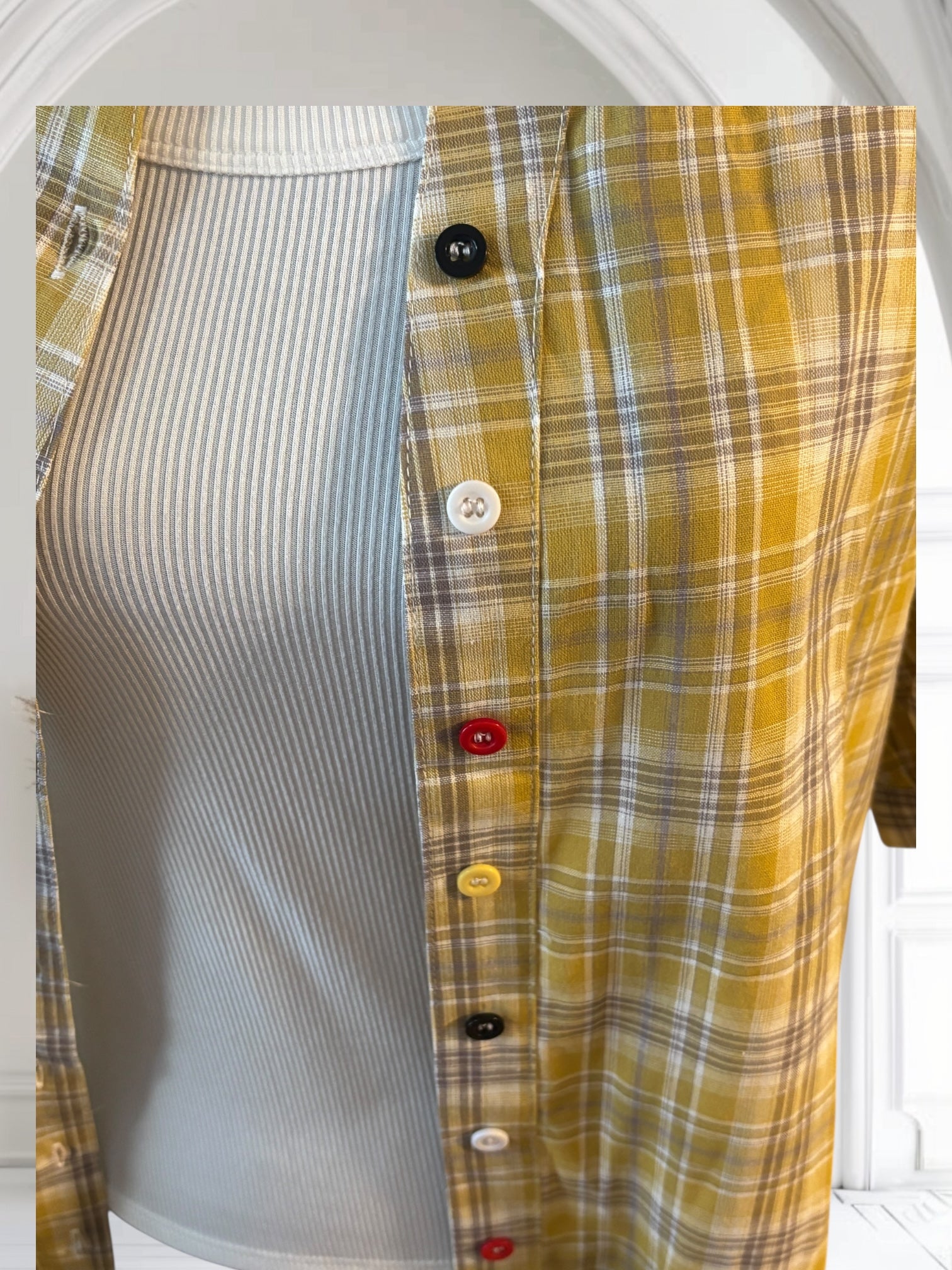 Women's Plaid Short Sleeve Cotton Shirt - Summer Thin Drawstring Casual Top for Outdoor Activities, Travel & Daily Wear