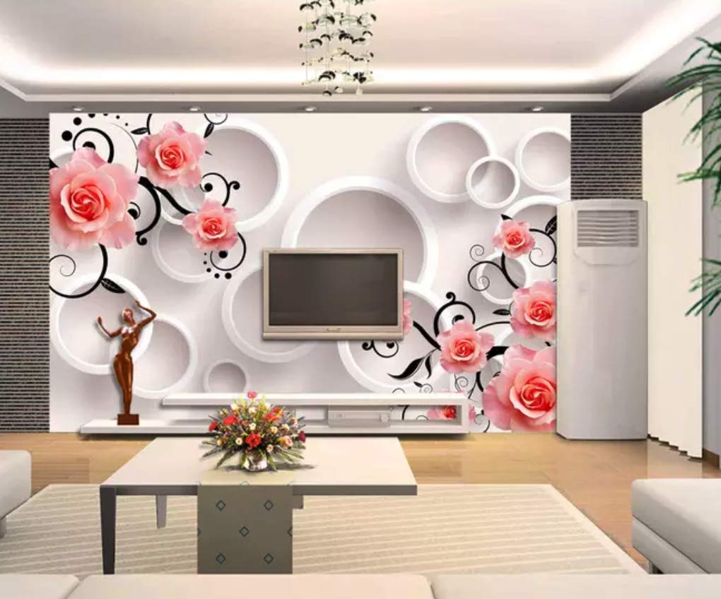 3D Pink Rose Flower Wallpaper - Luxury Peel and Stick Wall Mural for Living Room, Bedroom & Hotel Decor | Custom Size Jewelry Background Wall | Perfect for TV Sofa Backdrop & Children's Room Design