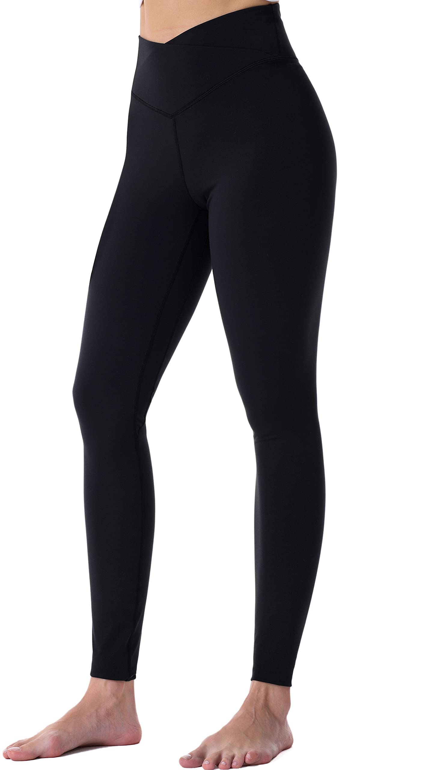 Sunzel Women's High Waisted Yoga Pants - Cross Waist Tummy Control Nylon Workout Leggings for Gym, Running & Everyday Wear | Comfortable & Stylish Activewear