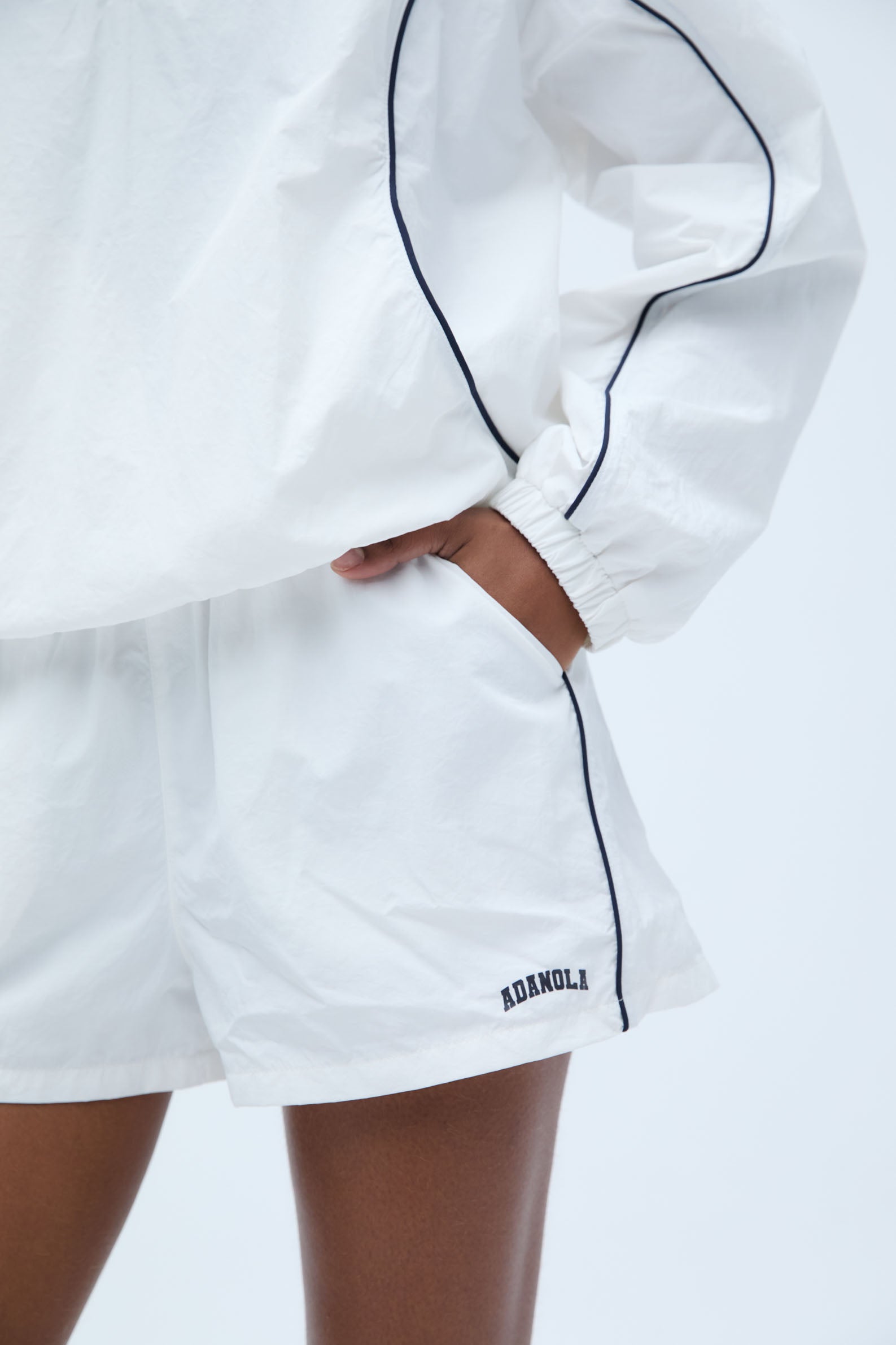 Men's Varsity Track Shorts - White & Navy Blue Athletic Running Shorts for Sprinting, Training & Gym Workouts
