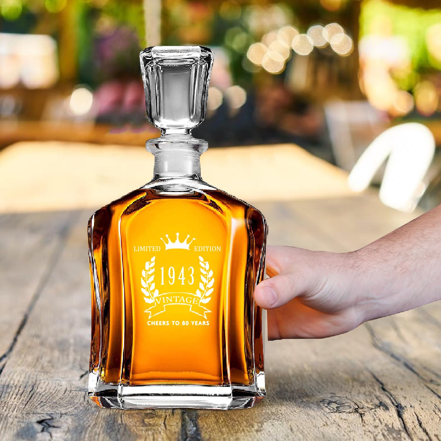 Premium Aged Whiskey Decanter Set - Perfect 80th Birthday Gift for Men, Whiskey Lovers & Collectors | Elegant Home Bar Accessory for Anniversaries, Retirement & Special Occasions
