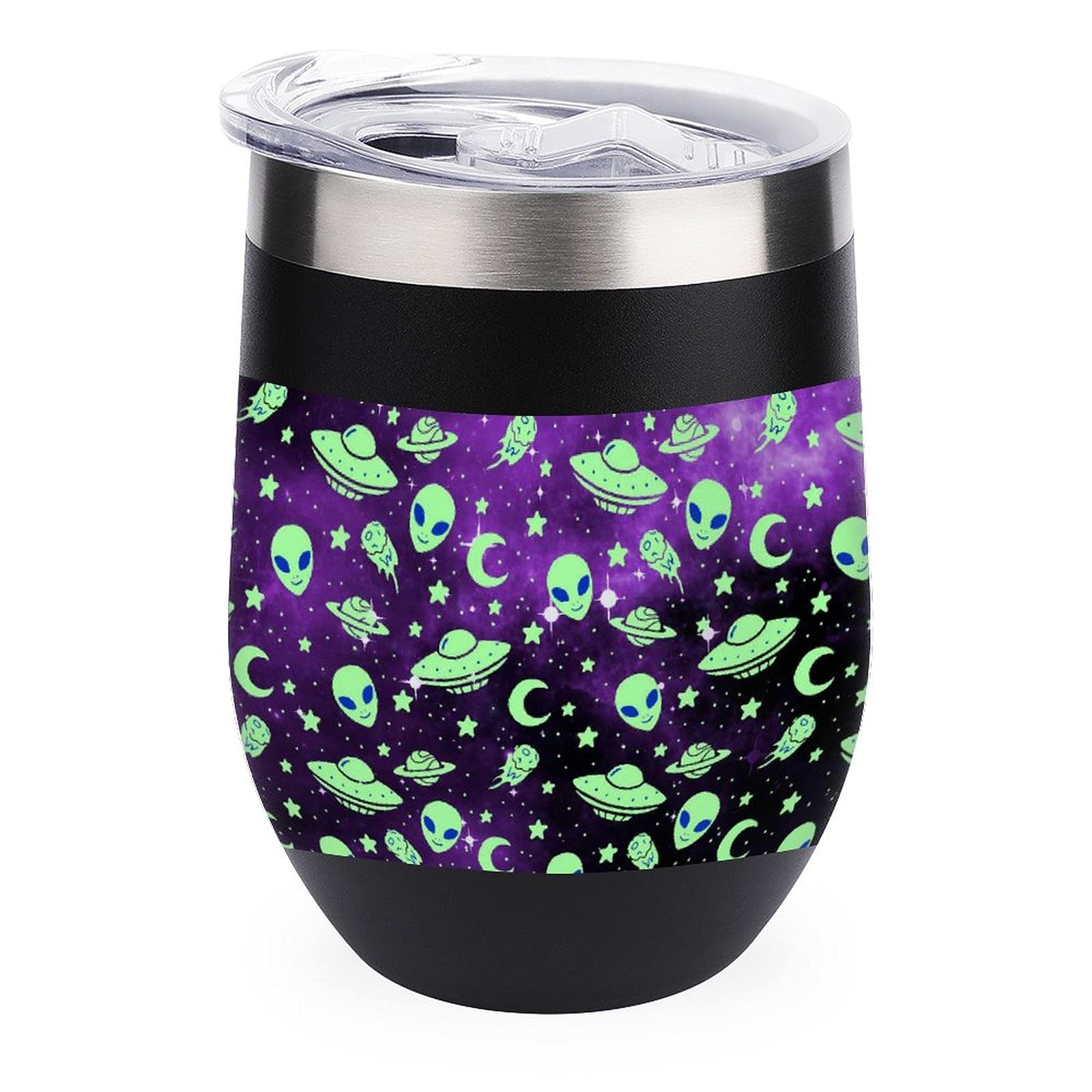 Galaxy Alien Vacuum Insulated Wine Tumbler - Stainless Steel Travel Mug for Coffee & Wine On-the-Go