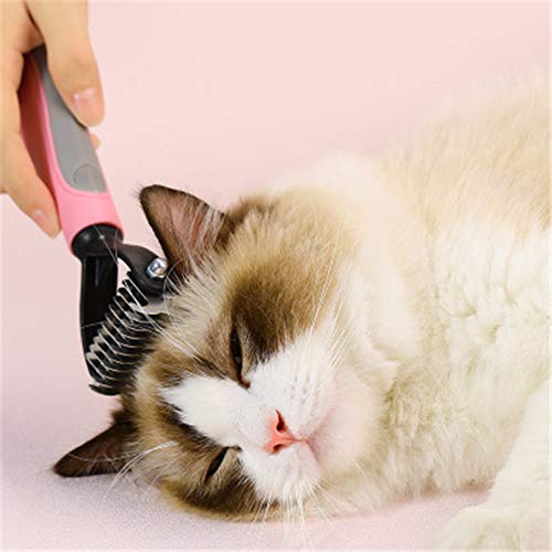 2-Sided Pet Grooming Tool - Undercoat Rake for Dogs & Cats | Safe Dematting Comb for Removing Mats & Tangles | Dog Brush & Cat Brush for Shedding & Grooming (Pink) | Perfect for Home Pet Care & Professional Grooming Sessions