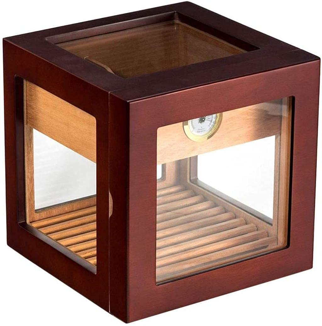 Premium Large Capacity Glass Cigar Humidor Box with Hygrometer & Humidifier - Airtight Tobacco Storage for Home, Office, or Gifts - Perfect for Cigar Collectors and Enthusiasts