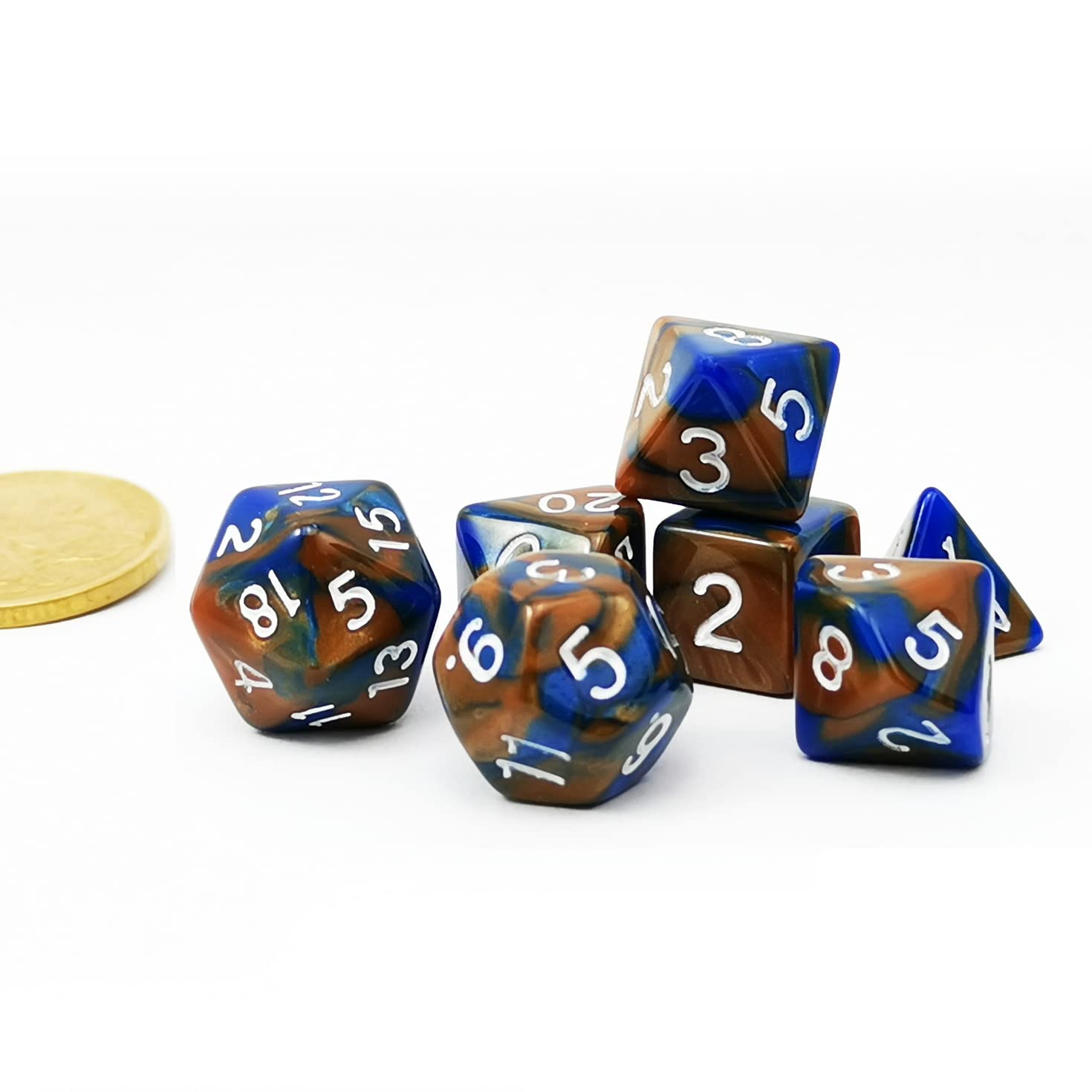 Bescon Mini Two-Tone Polyhedral RPG Dice Set - 10MM Small D4-D20 Dice for Dungeons & Dragons, Pathfinder & Tabletop Gaming - Perfect for Travel & Compact Game Nights