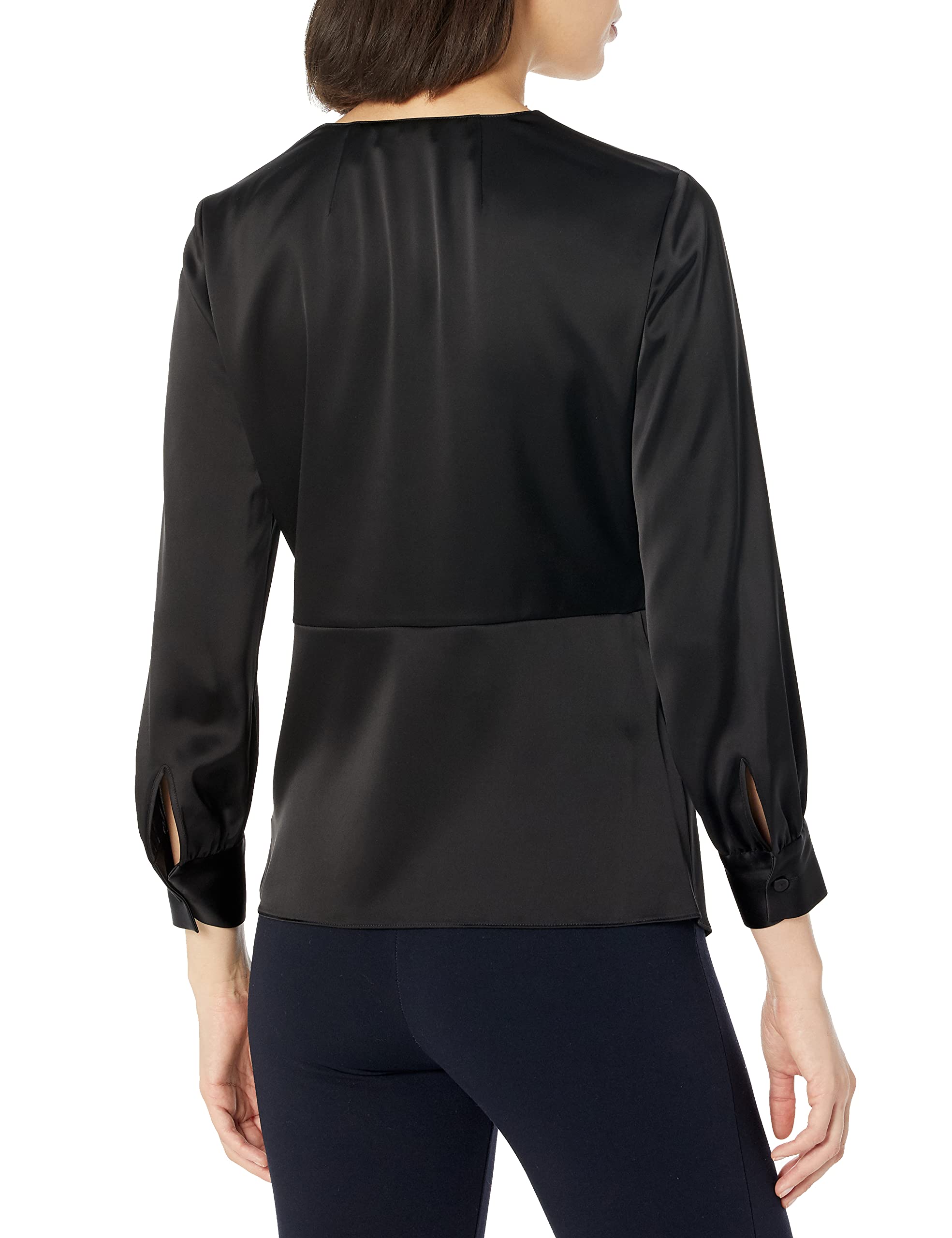 Theory Women's Long-Sleeve Twist Blouse - Elegant Office & Evening Wear Stretch Silk Shirt for Professional Women (Perfect for Business Meetings, Date Nights & Formal Events)
