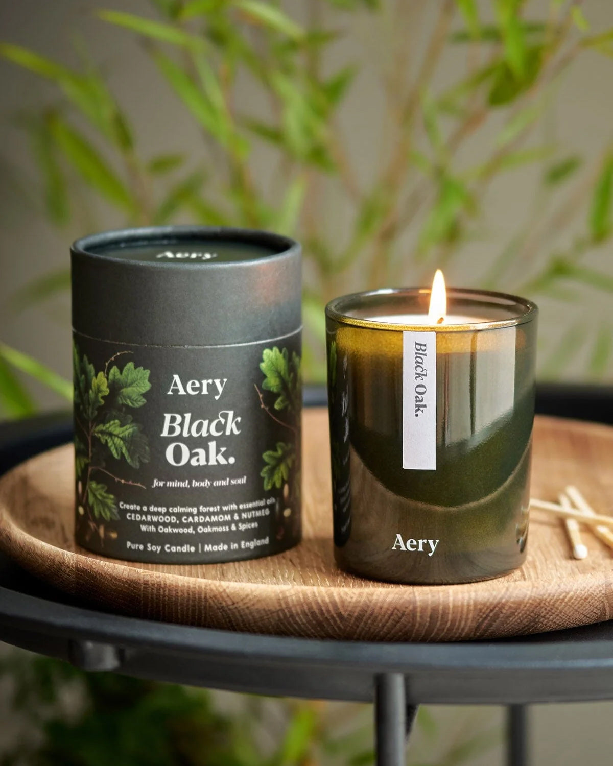 Aery Botanical 200g Black Oak Scented Soy Wax Candle for Home Relaxation, Meditation & Romantic Ambiance