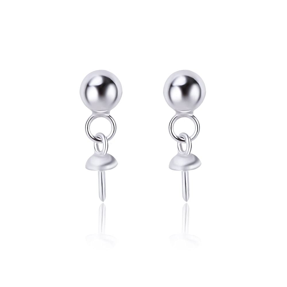 925 Sterling Silver Round Line Threader Drop Earrings for Women - Jewelry Making Supplies, DIY Earring Mounts & Fittings for Pearl & Bead Crafting - Perfect for Handmade Jewelry, Gifts & Fashion Accessories