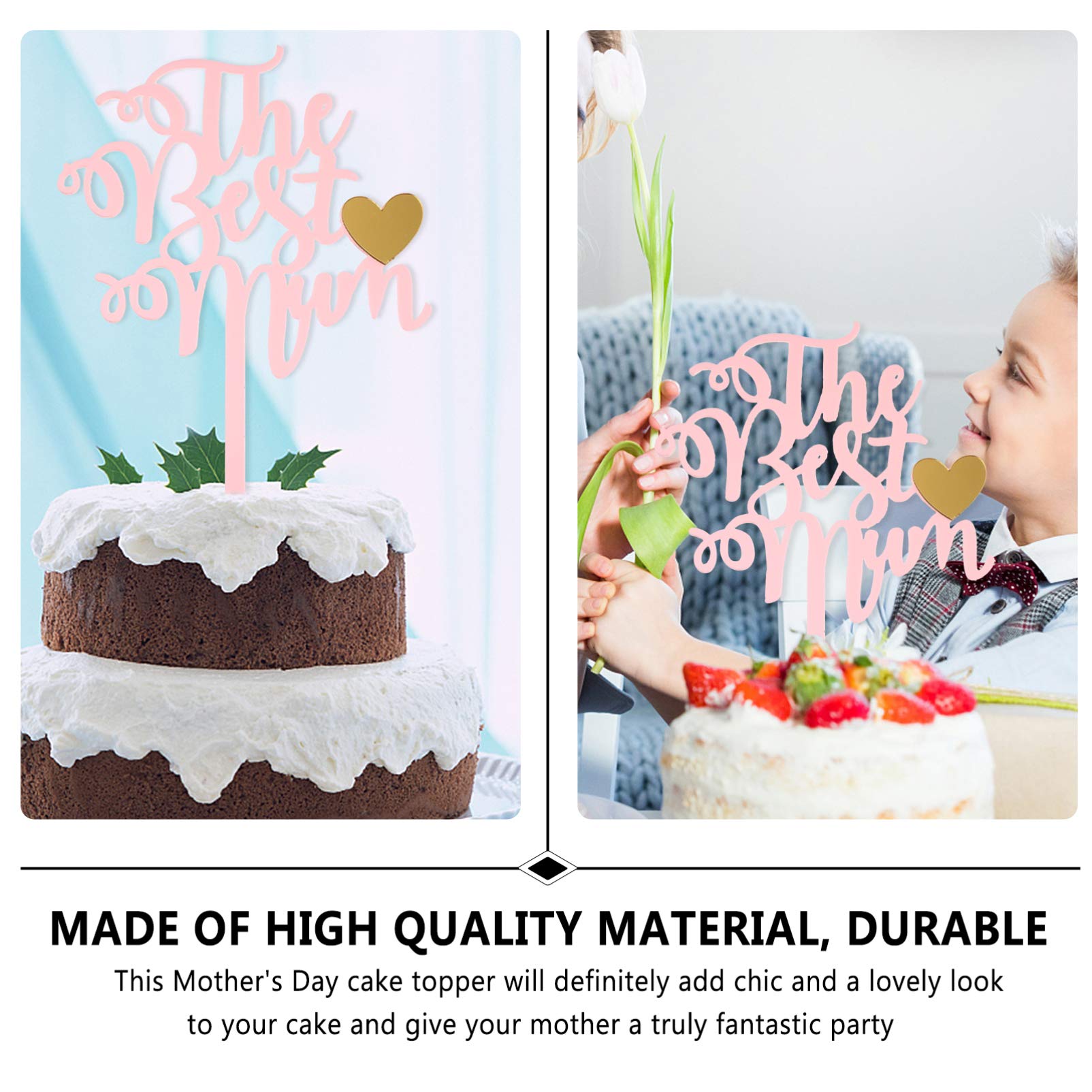 10pcs Acrylic Cake Toppers for Mother's Birthday - Elegant Cake Decorations for Mom, DIY Cake Insert Toppers for Birthday Cakes, Wedding Cakes, Baby Showers & Special Celebrations