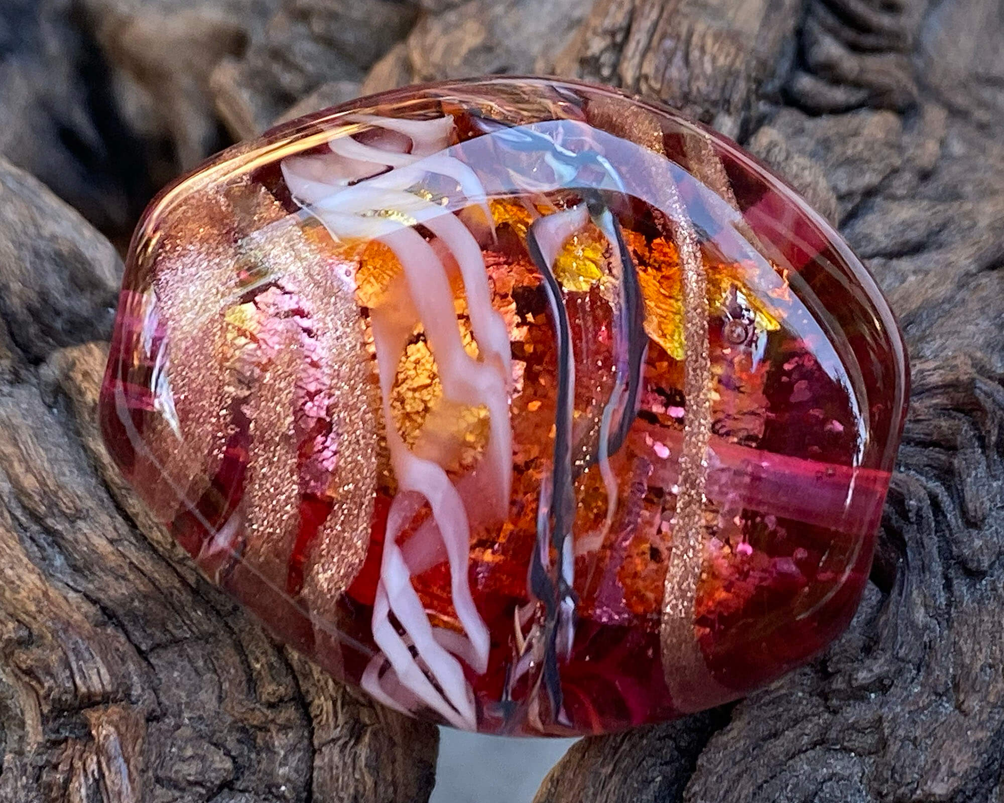 Pink Bling Lampwork Focal Bead SRA - Handmade Glass Beads for Jewelry Making, DIY Crafts, Bracelets & Necklaces - Perfect for Beading Projects & Gift Giving