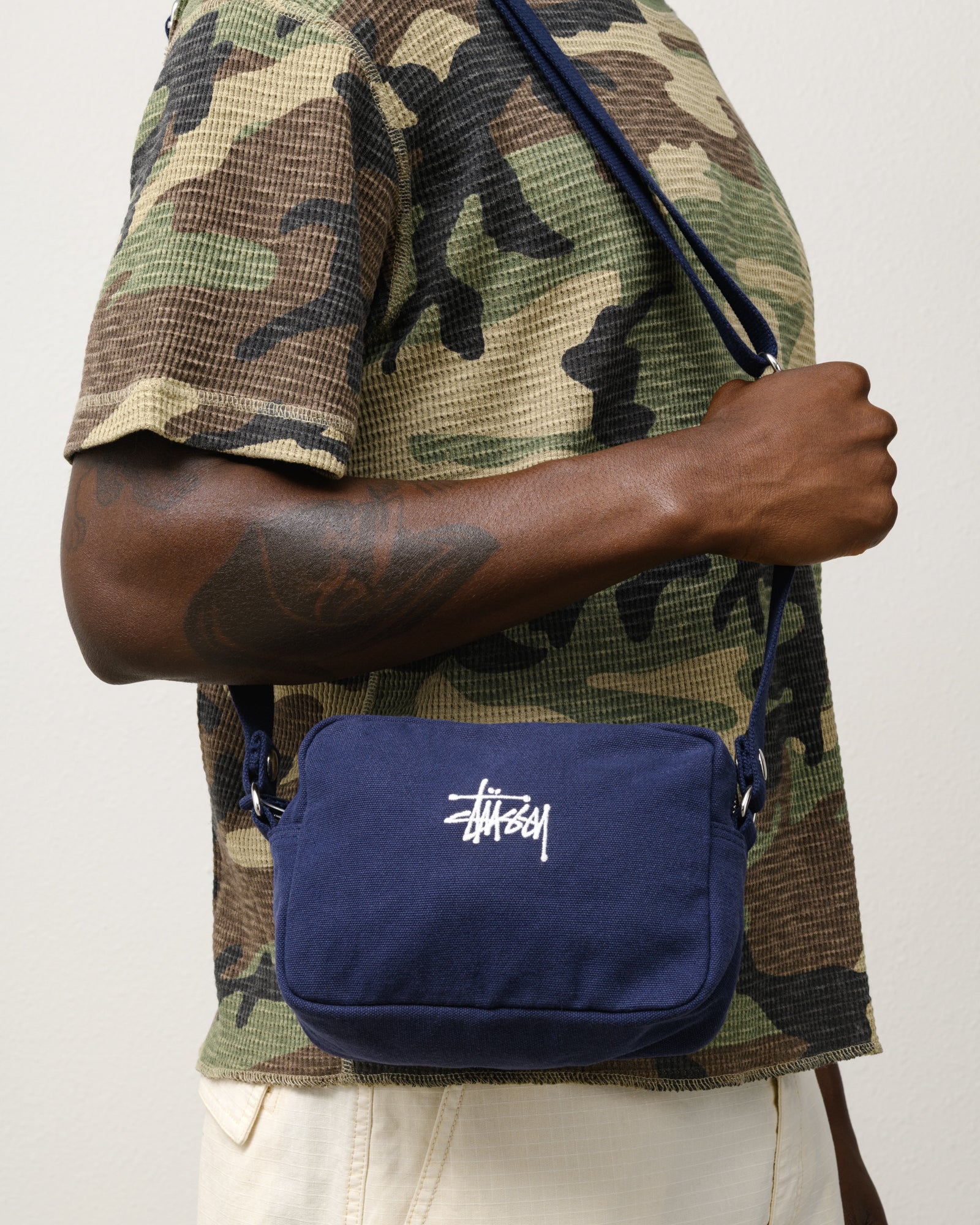 134255 Navy Canvas Side Pouch - Durable & Stylish Waist Bag for Hiking, Travel & Outdoor Adventures