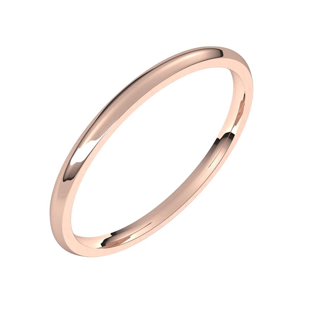 14K Rose Gold Half Round 1.5mm Comfort Fit Lightweight Band Ring for Women - Size 4-10 - Perfect for Everyday Wear, Anniversary Gifts & Special Occasions