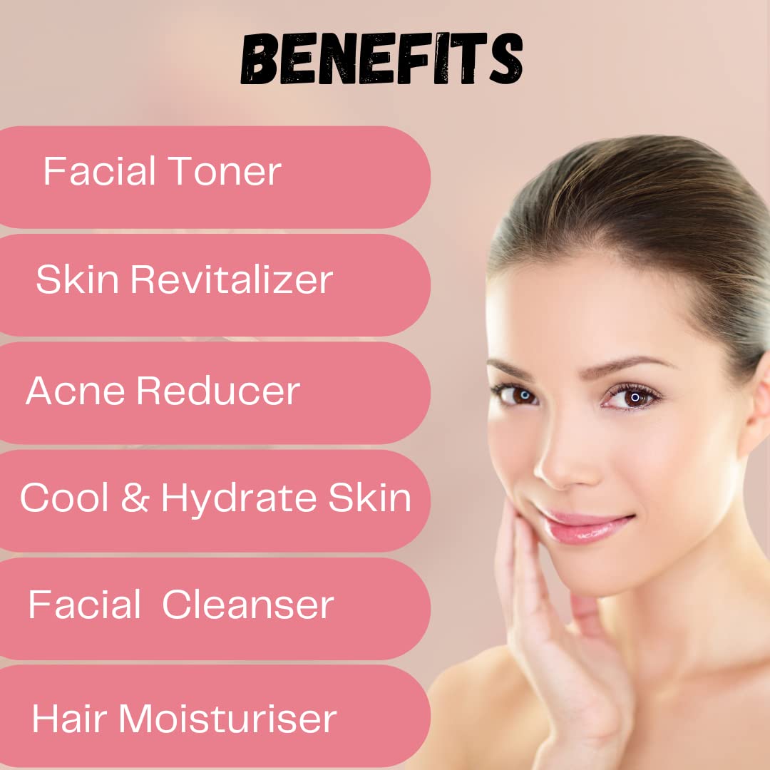 Gleamino Organic & Natural Rose Water Facial Mist - Hydrating Toner for Face, Body & Hair Care | Perfect for Skincare Routine, Makeup Setting & Hair Refresh